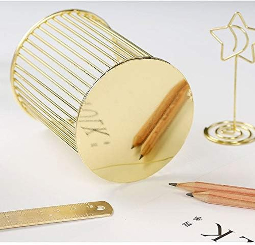 Gold Metal Pen Holder for Desk, Makeup Brushes Cup, Pencil Holders, Office&Home