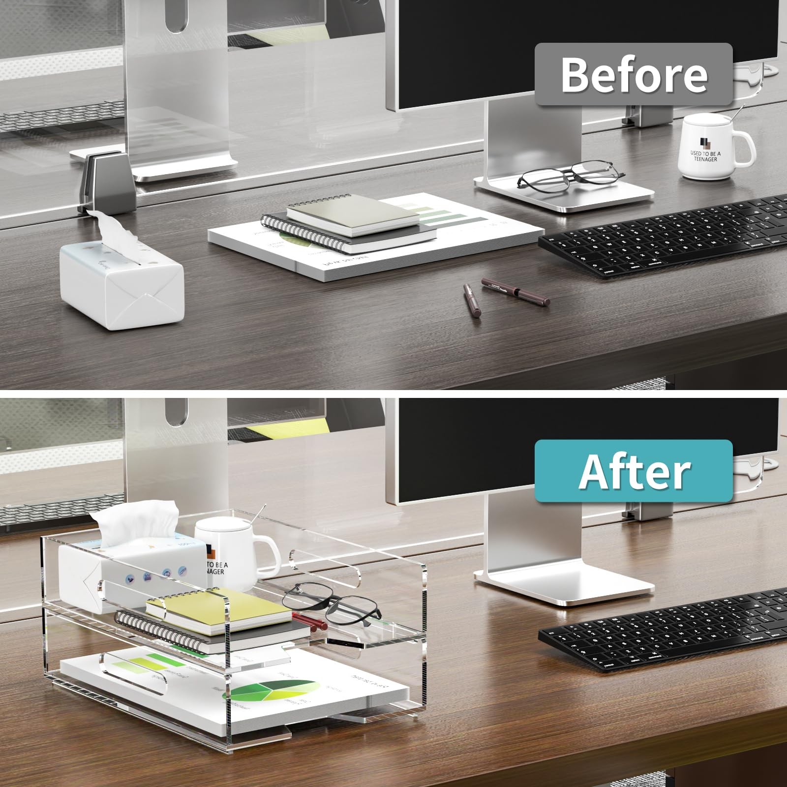 Paper Organizer for Desk Acrylic Paper Tray Clear Letter Tray Desk Stackable …