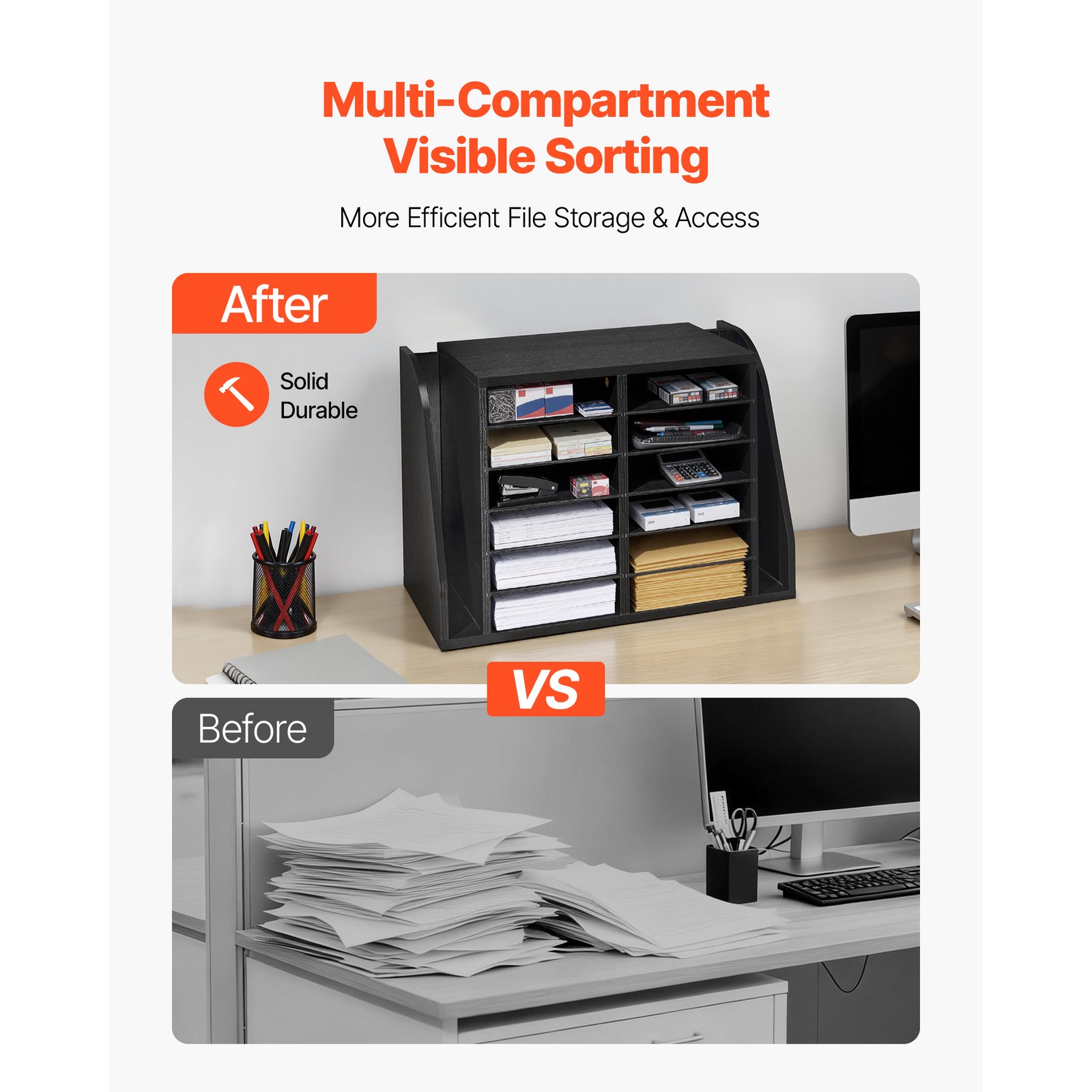 Uimoso 12-Compartment Literature Organizer for Office Mail and Vertical Storage