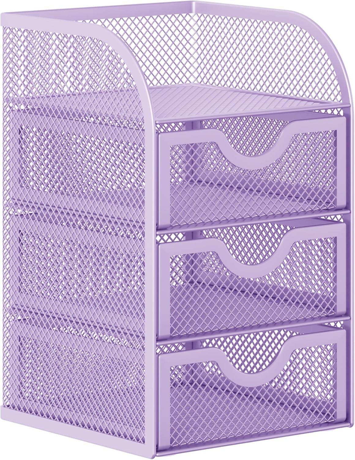 Elegant Rust-Resistant Purple Desk Organizer with 3 Drawers for Home or Office