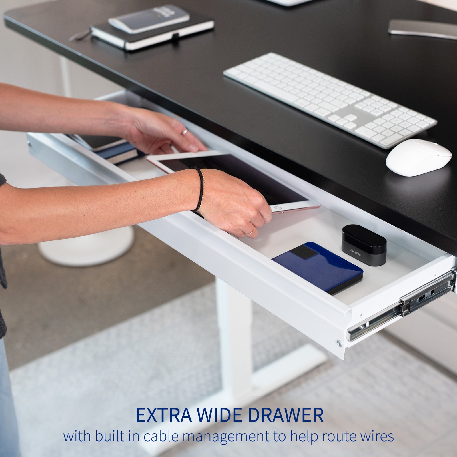 VIVO White Extra Large 33 inch Under Desk Pull Out Storage Drawer for Desk