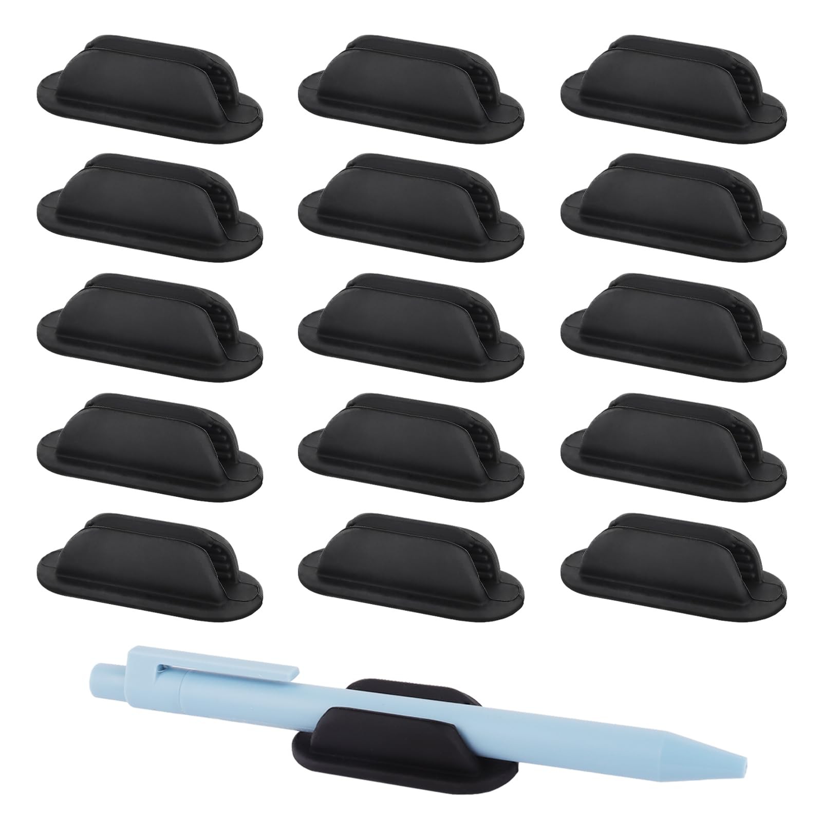 ZUFECY 15-Pack Rubber Pen Holder, Adhesive Silicone Pencil Holder for Desk an…