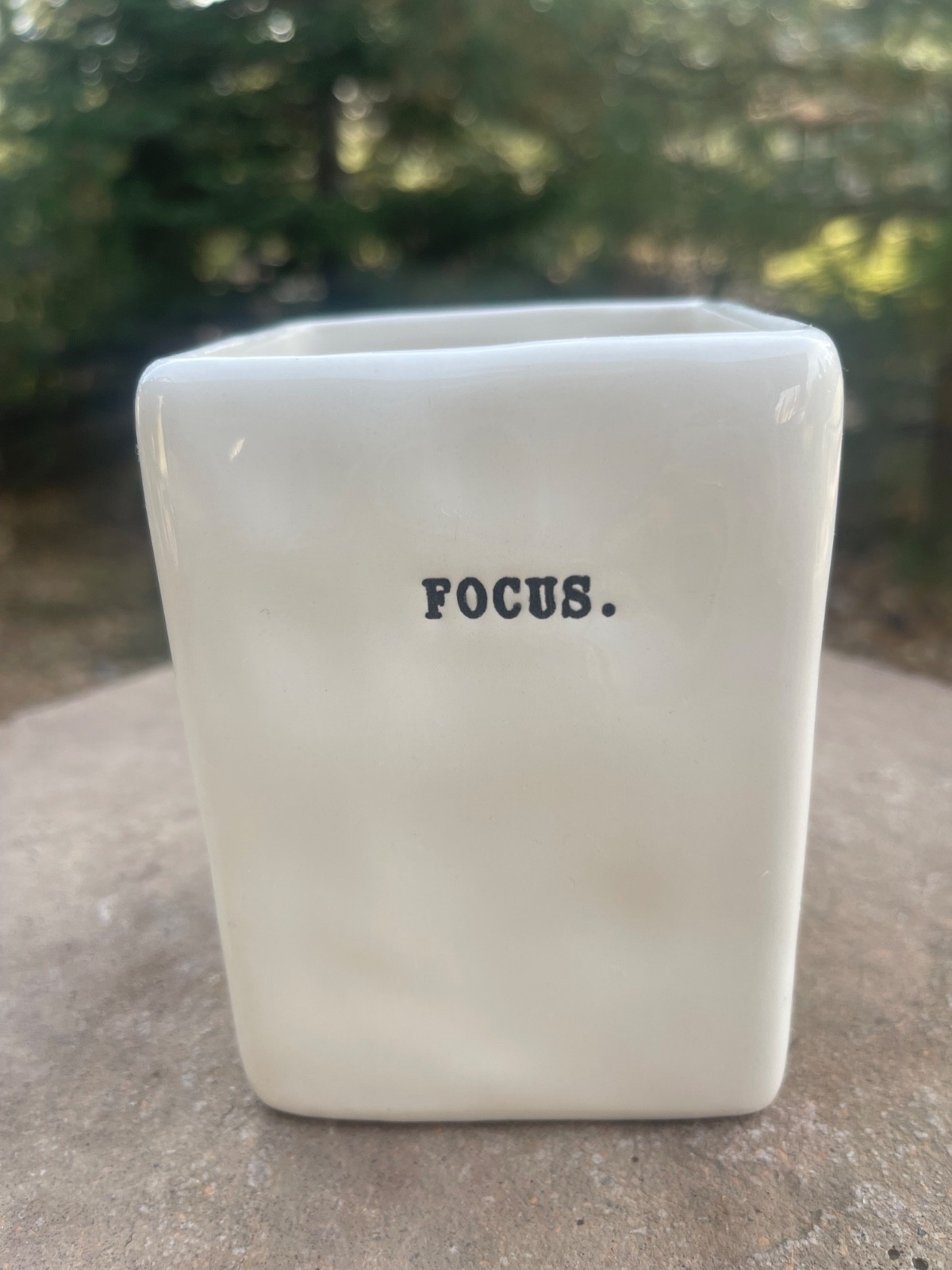 Rae Dunn “Focus” Container- 6 inches tall