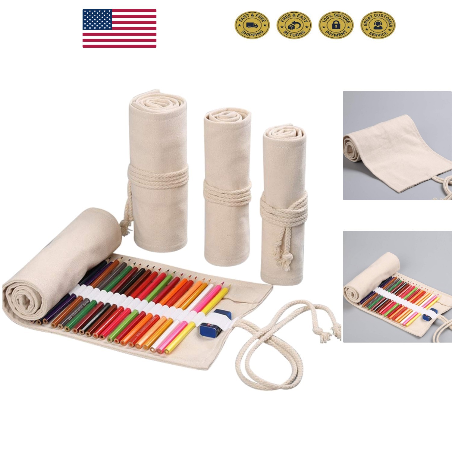 Elegant 48-Slot Colored Pencil Wrap – Portable & Stylish Art Organizer