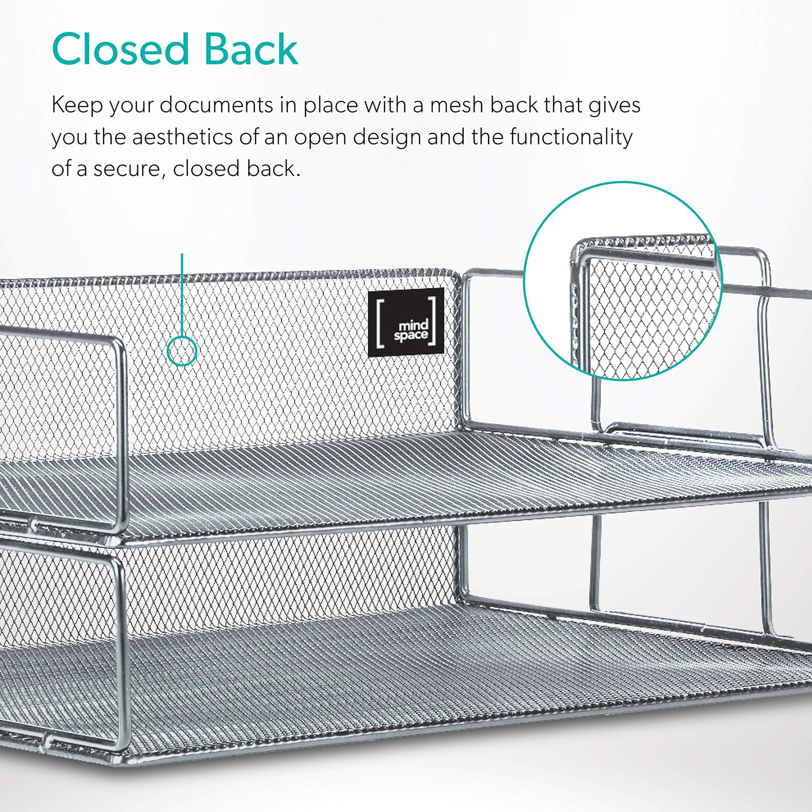 Mindspace 2 Tier Stackable Letter Tray | Paper Desk Organizer | Silver