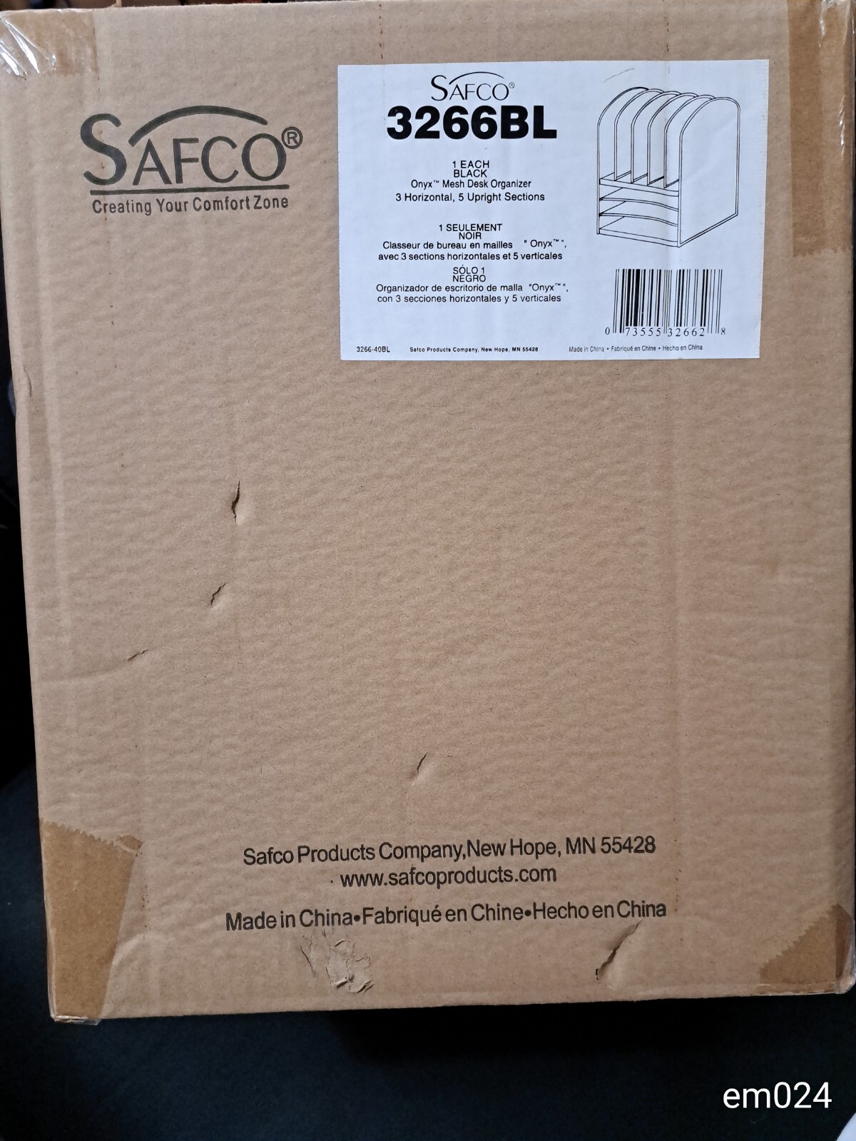 New Safco 3266BL Onyx Mesh Desktop Organizer 5 Vertical Sections 3 Horiz Shelves