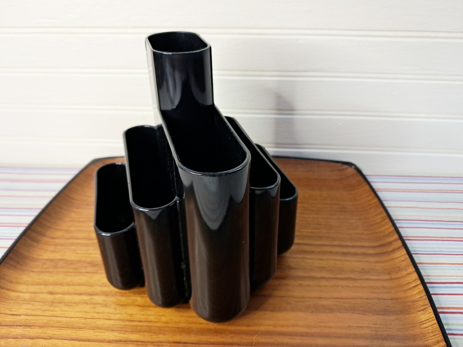 Vtg Tenex Desk Organizer Office Caddy Pencil Holder 80s Black Plastic USA 23340