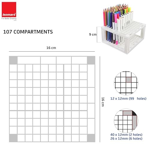 107 Slot Art Organizer Pen Pencil Brush Holder Desk Storage Stand Plastic