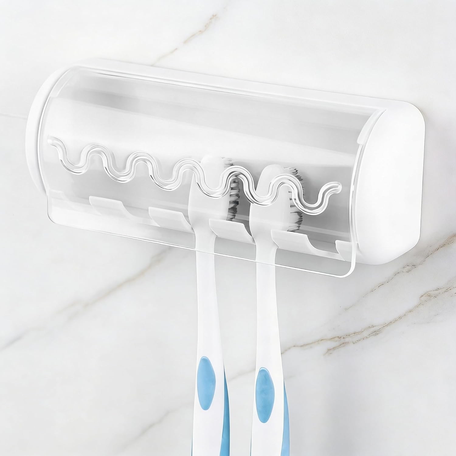 1 PCS Self Adhesive Toothbrush Holder W/ Cover Bathroom 5-Slot Wall Mounted