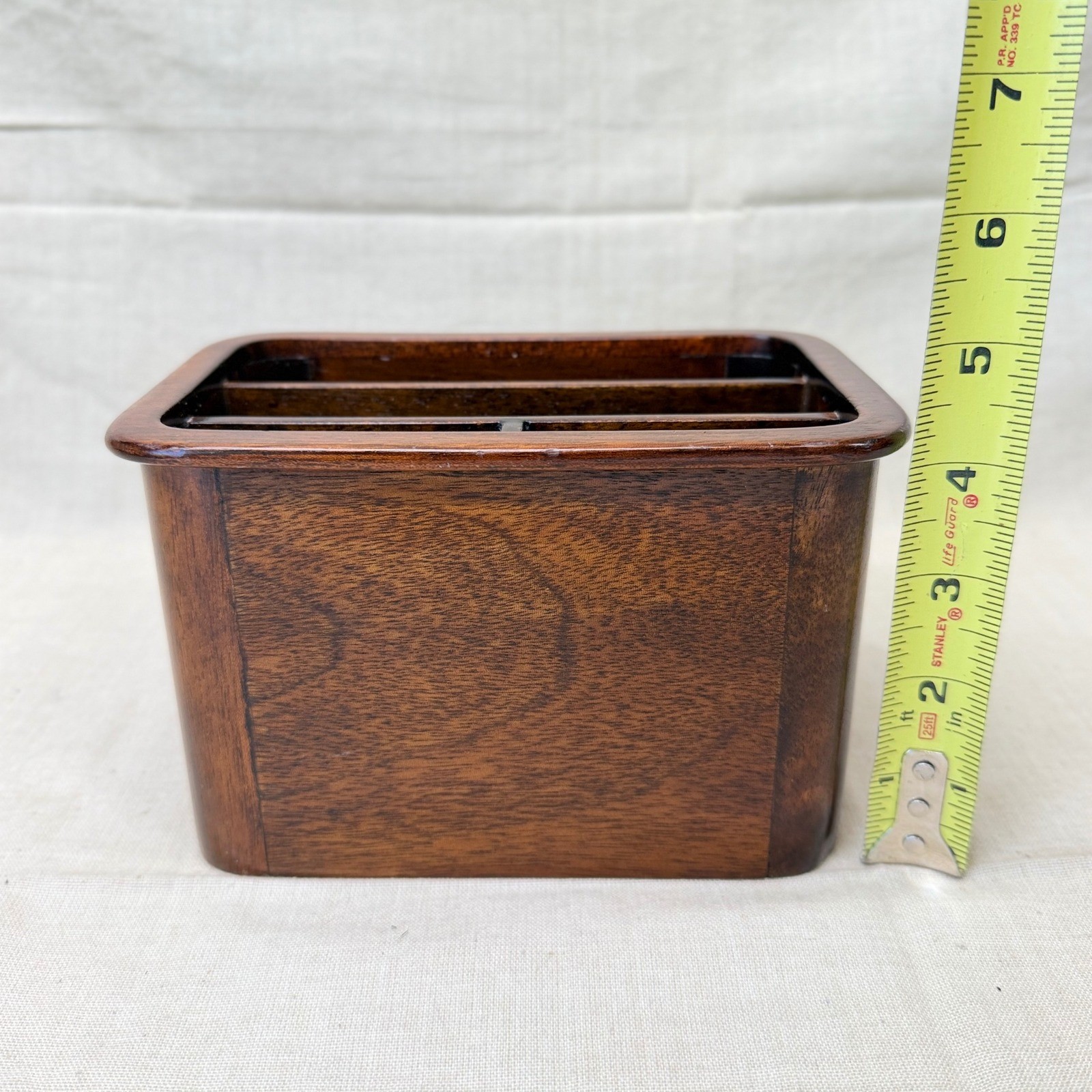 Vintage Wooden Desk Organizer Mail Sorter Office Caddy Walnut 1970s