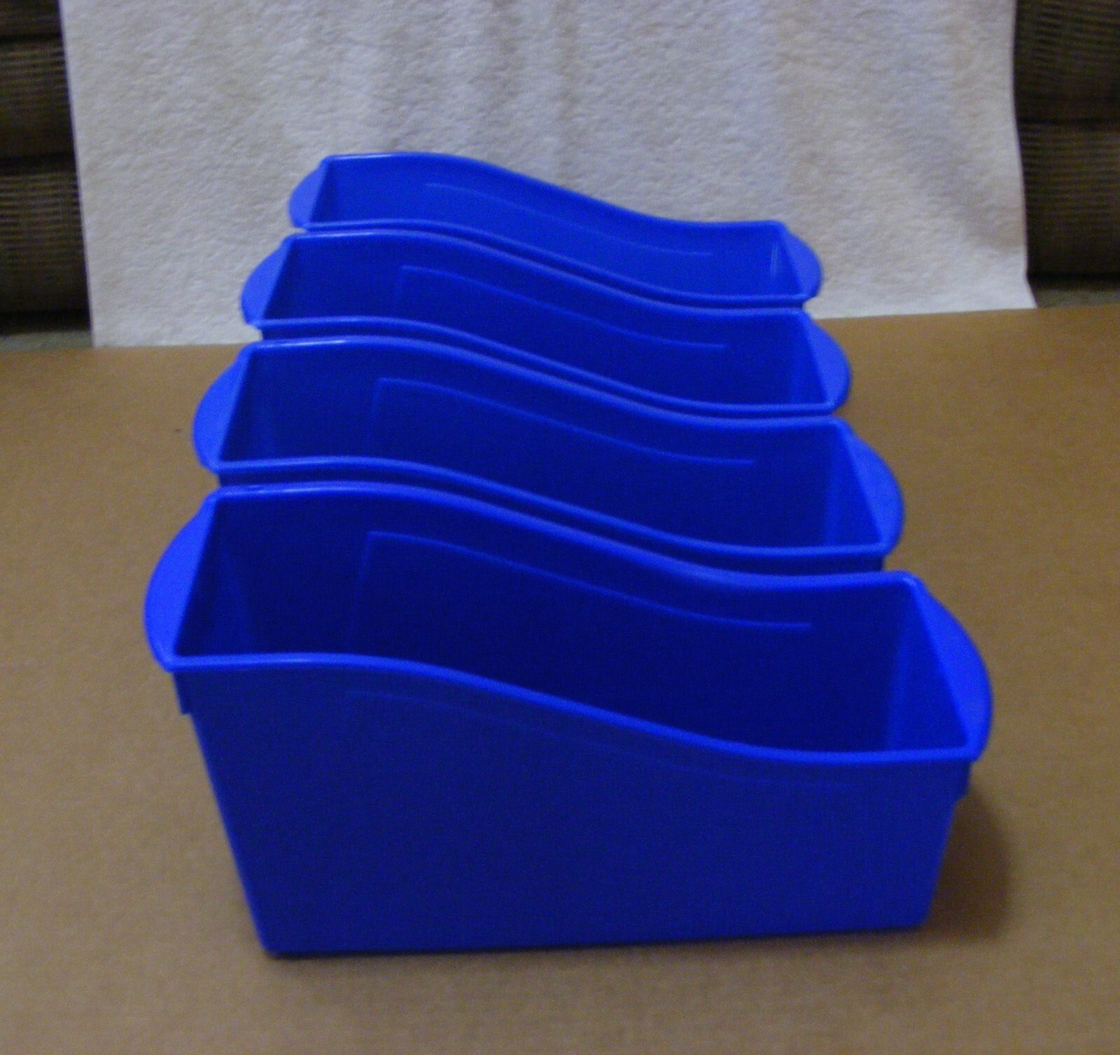 Storex Blue Book Bin Lot (4) – 12-1/4L x 5-1/4W x 7H