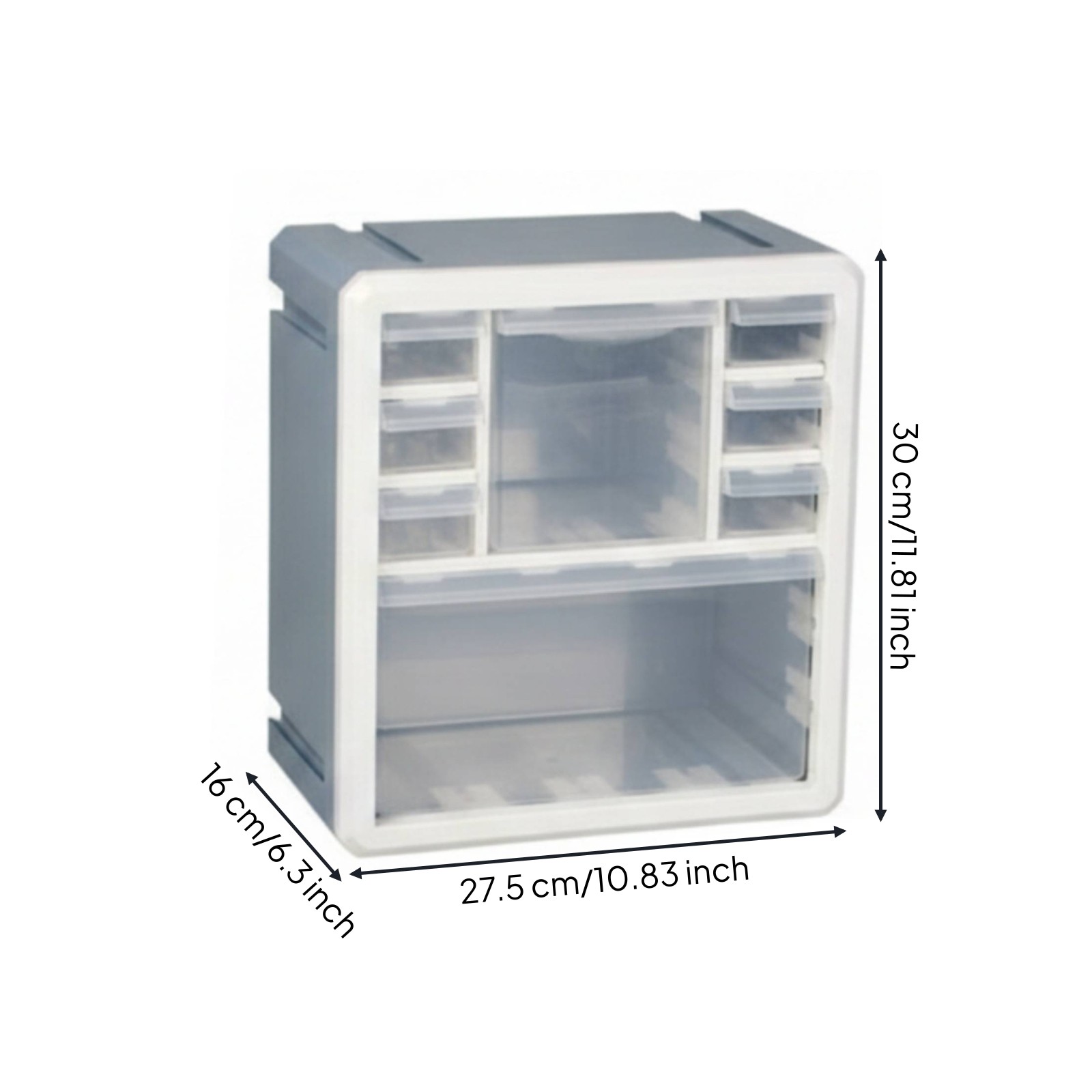 Desktop Storage Cabinet Transparent Drawers Craft Supply Organizer White Frame