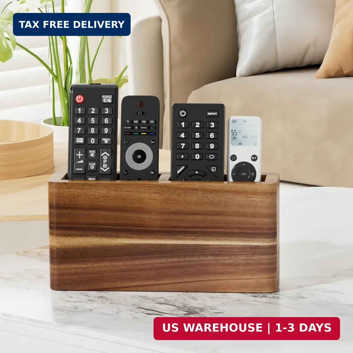 Wood Remote Control Holder Wall Mount, TV Remote Holder for Wall, Remote Control
