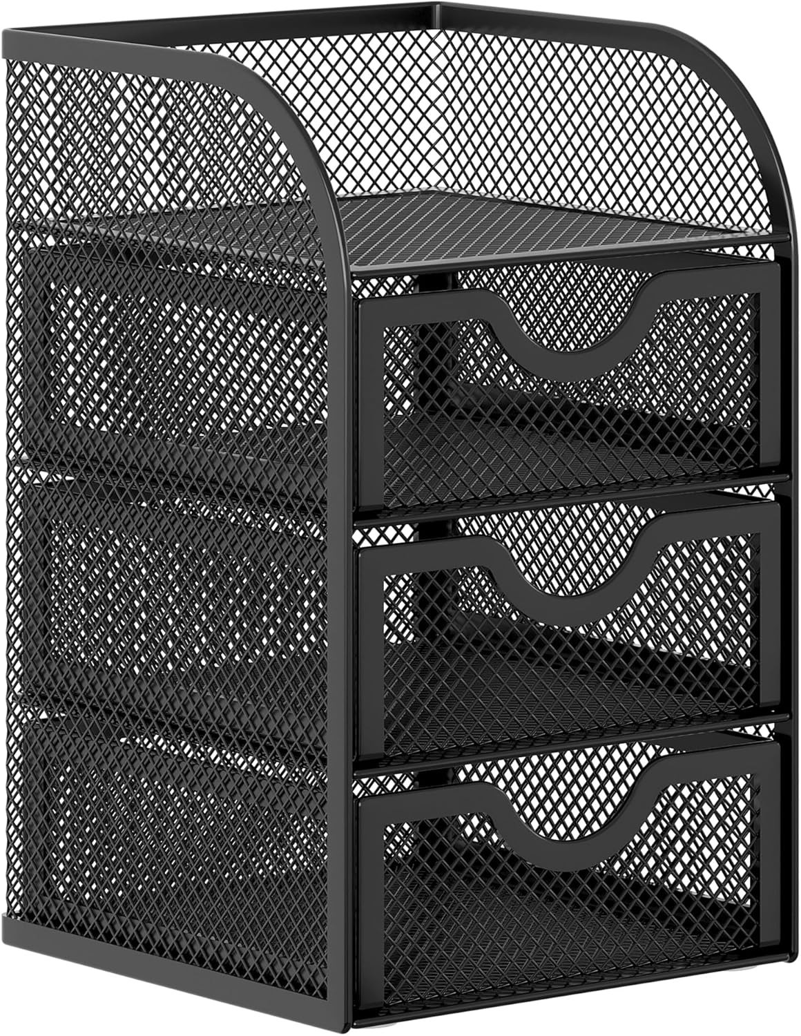 Durable Rust-Resistant Metal Desk Organizer with 3 Drawers & Visible Storage