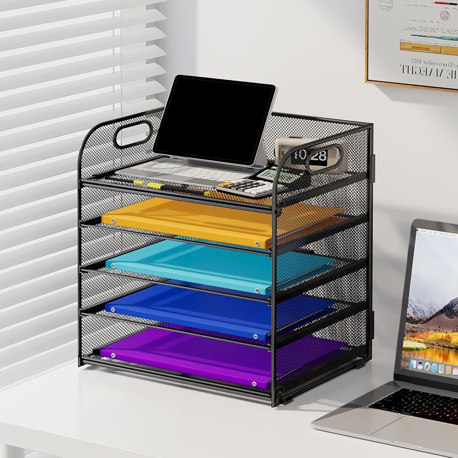 5-Tier File Folder Organizer with Handle – Efficient Desk Storage
