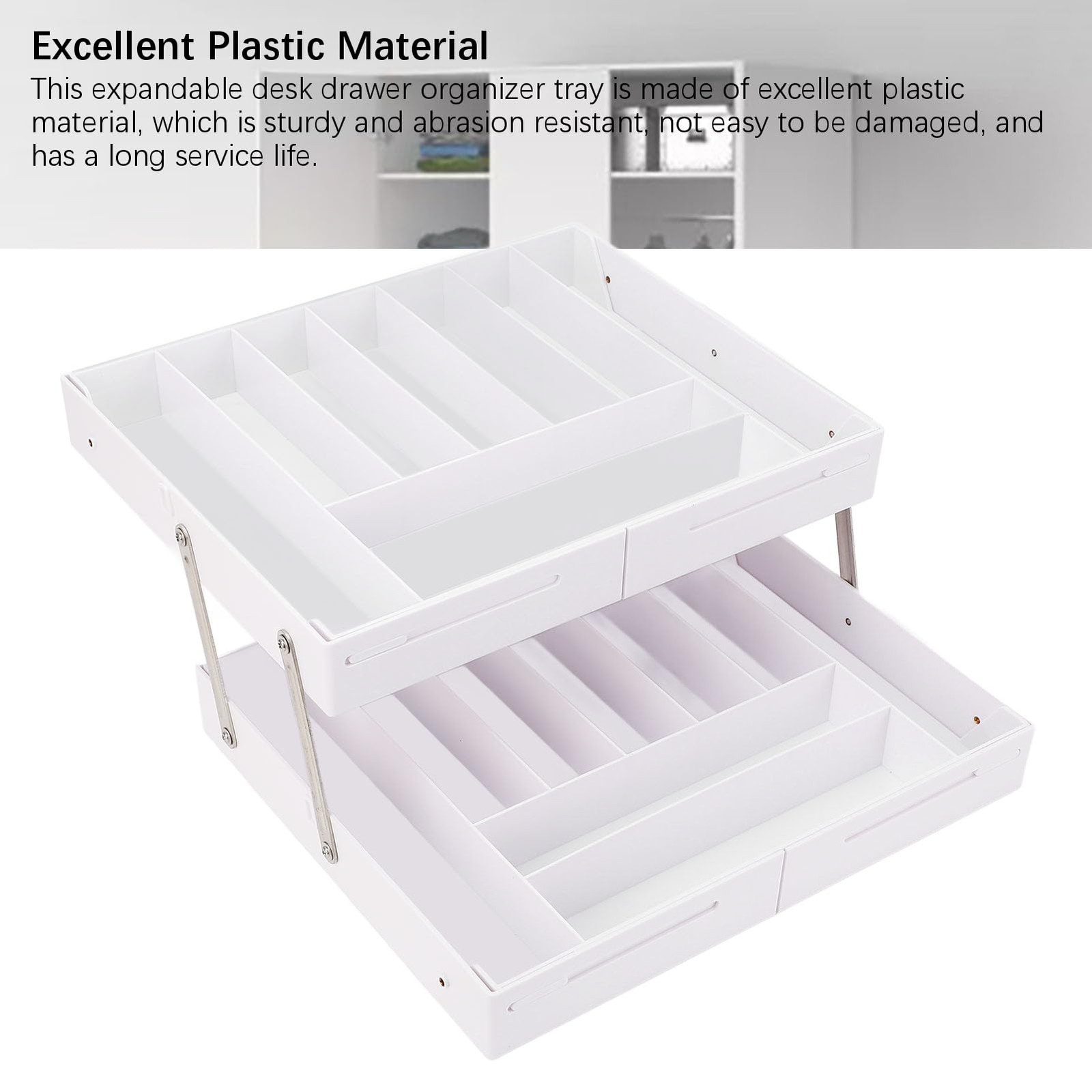 Extra Large and High Drawer Organizer, 2 Tier Expandable Desk Organizer, Mult…