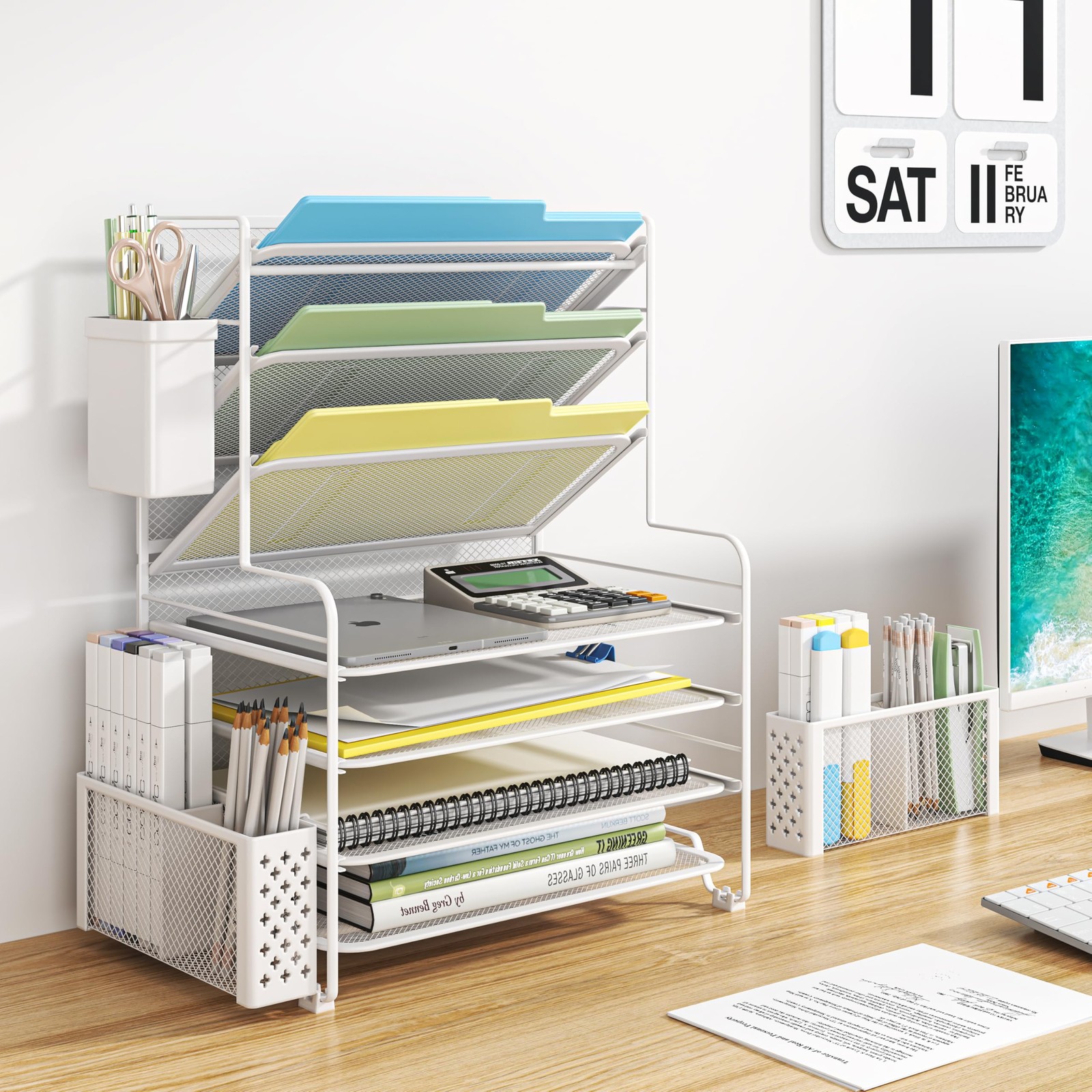 Simple Trending 7 Tier Desk File Organizer Letter Tray Paper Organizer Pen