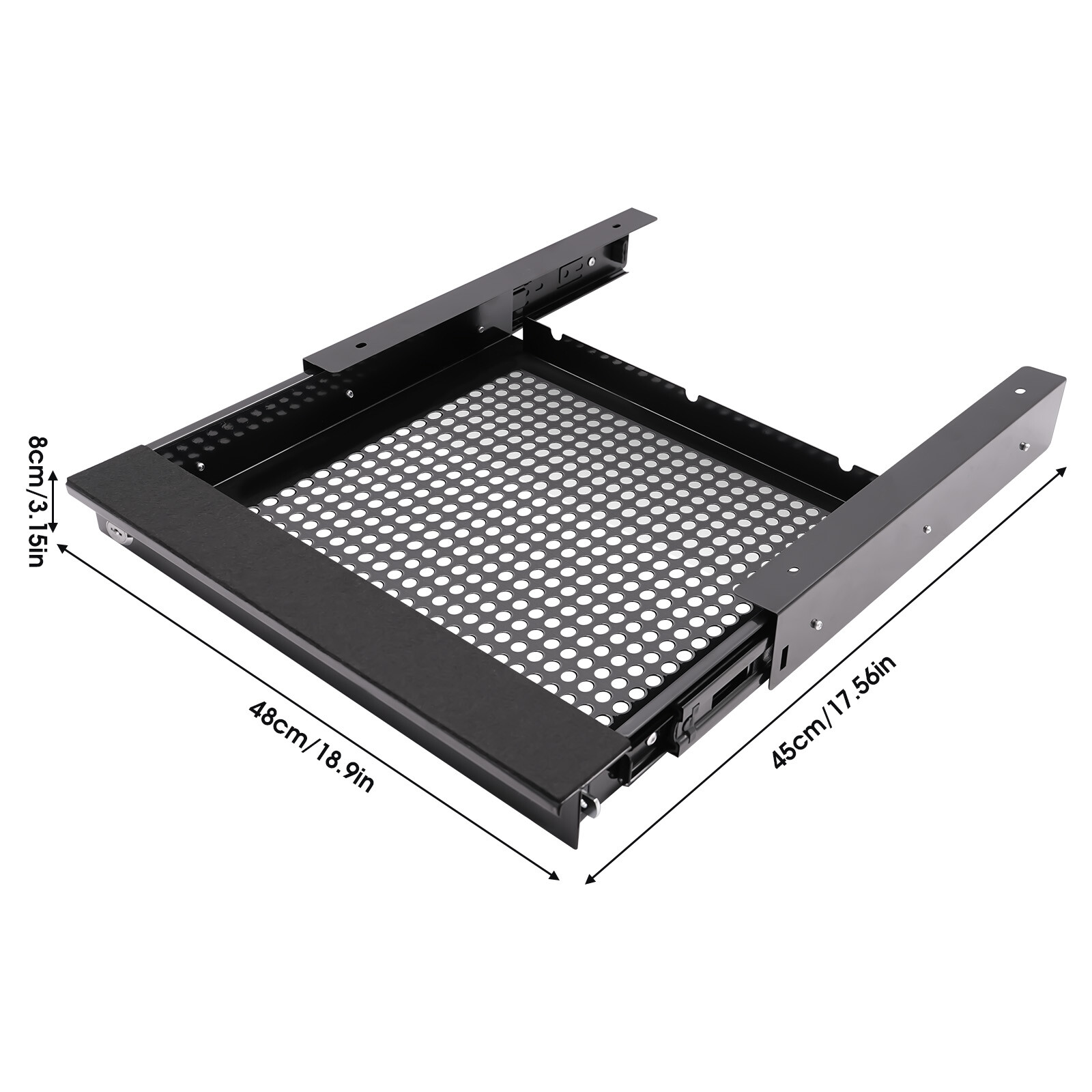 14?? Modern Sliding Pull-out Drawer Storage Organizer for Standing Desks Black