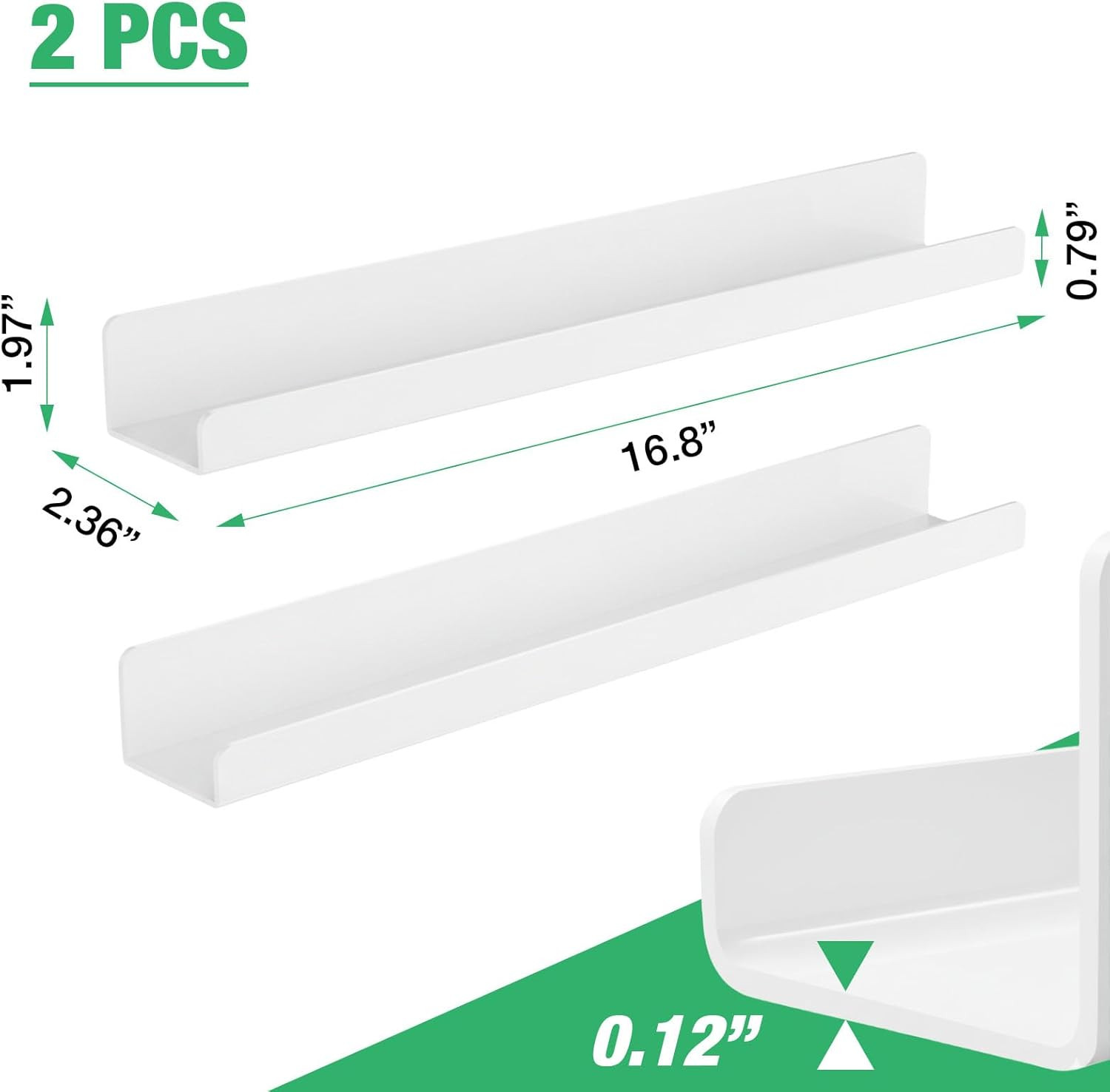 2 Pack Magnetic Book Shelf for Whiteboard – 17 Inch Reusable Acrylic Magnetic Sh