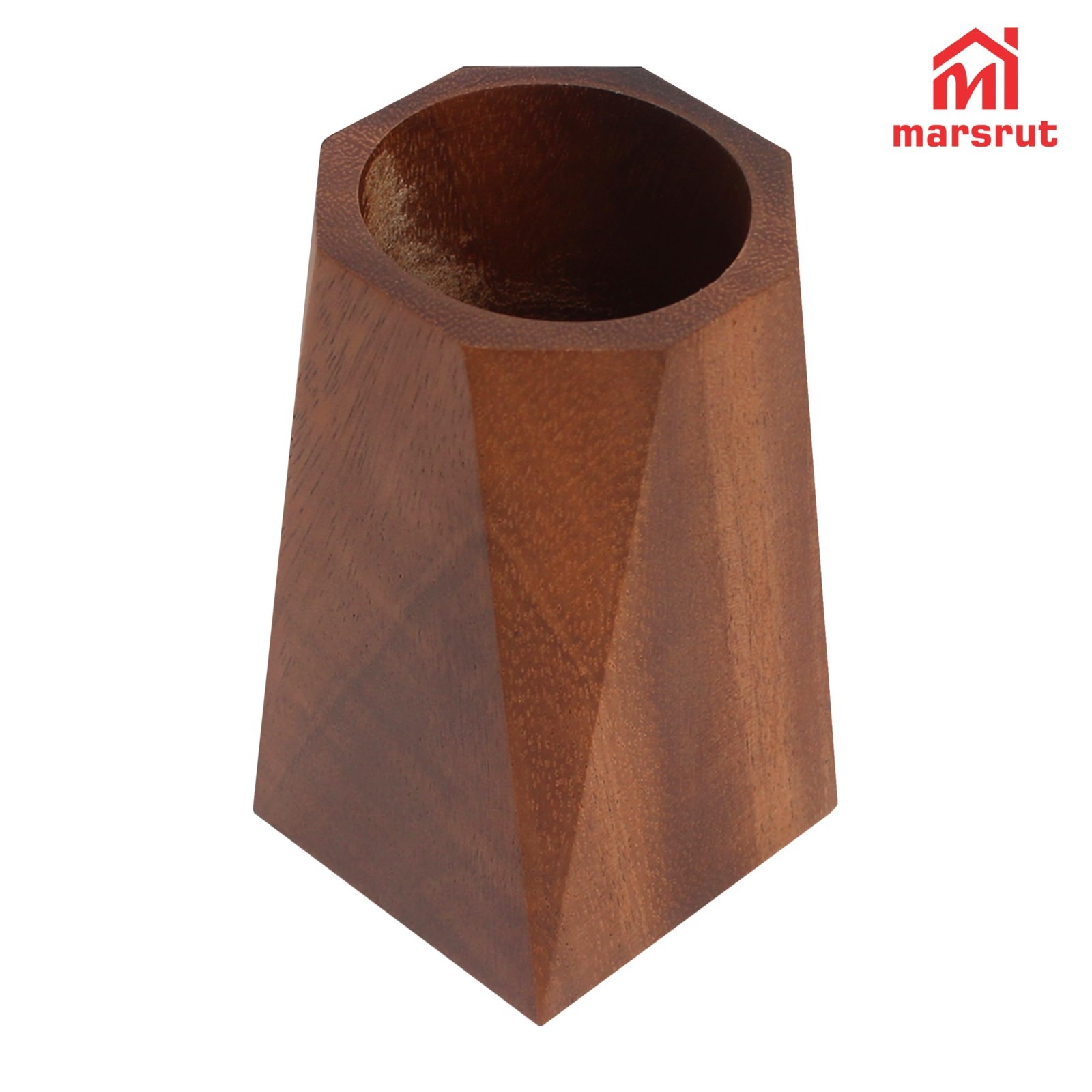 Natural Wood Pencil Holder – Octagonal Desk Organizer for Home, Office & Makeup