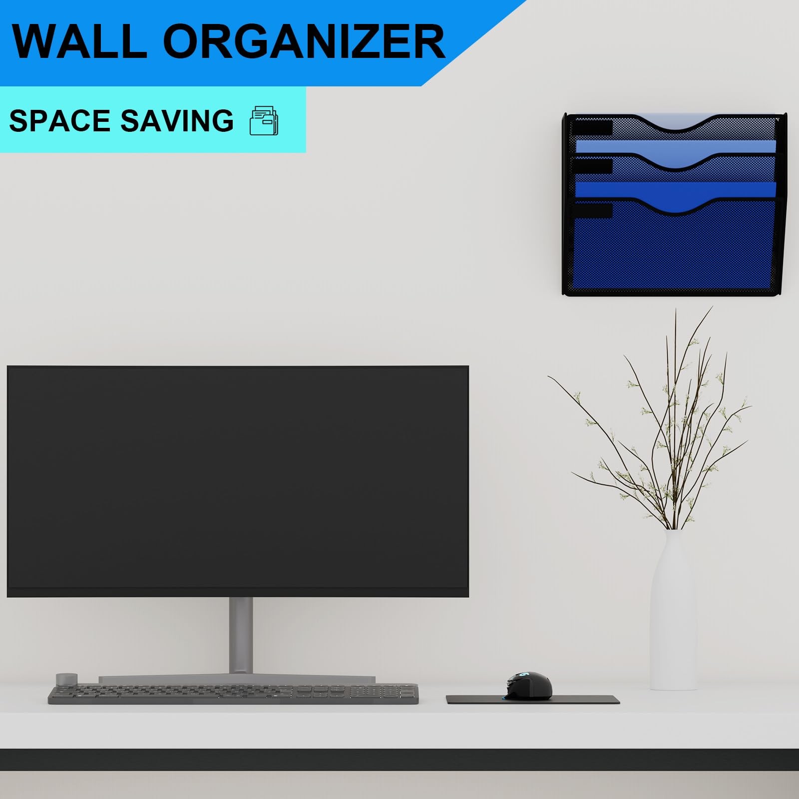 Gdindinfan 3 Pockets Mesh Hanging Wall File Holder Organizer Wall Moun