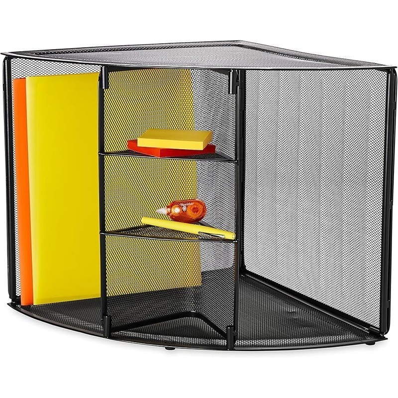 Corner Desktop Organizer 3 Shelf Mesh Storage Rack Office Supplies & Files New