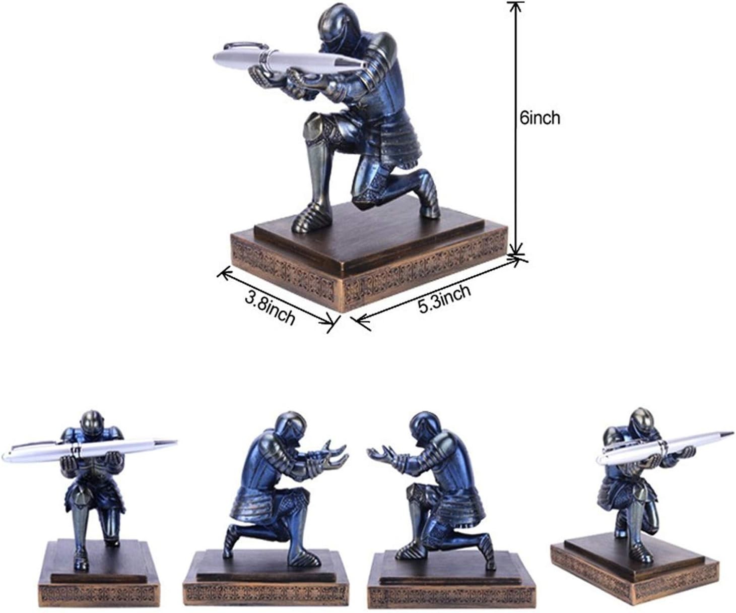 Executive Knight Pen Holder in Blue Resin for Desk Organization and Decor