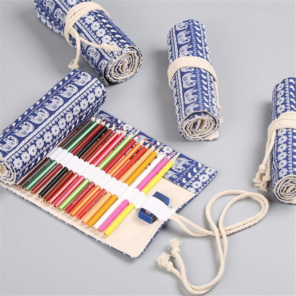 Durable 48-Slot Pencil Wrap in Calf Elephant Print – Perfect for Creative Minds