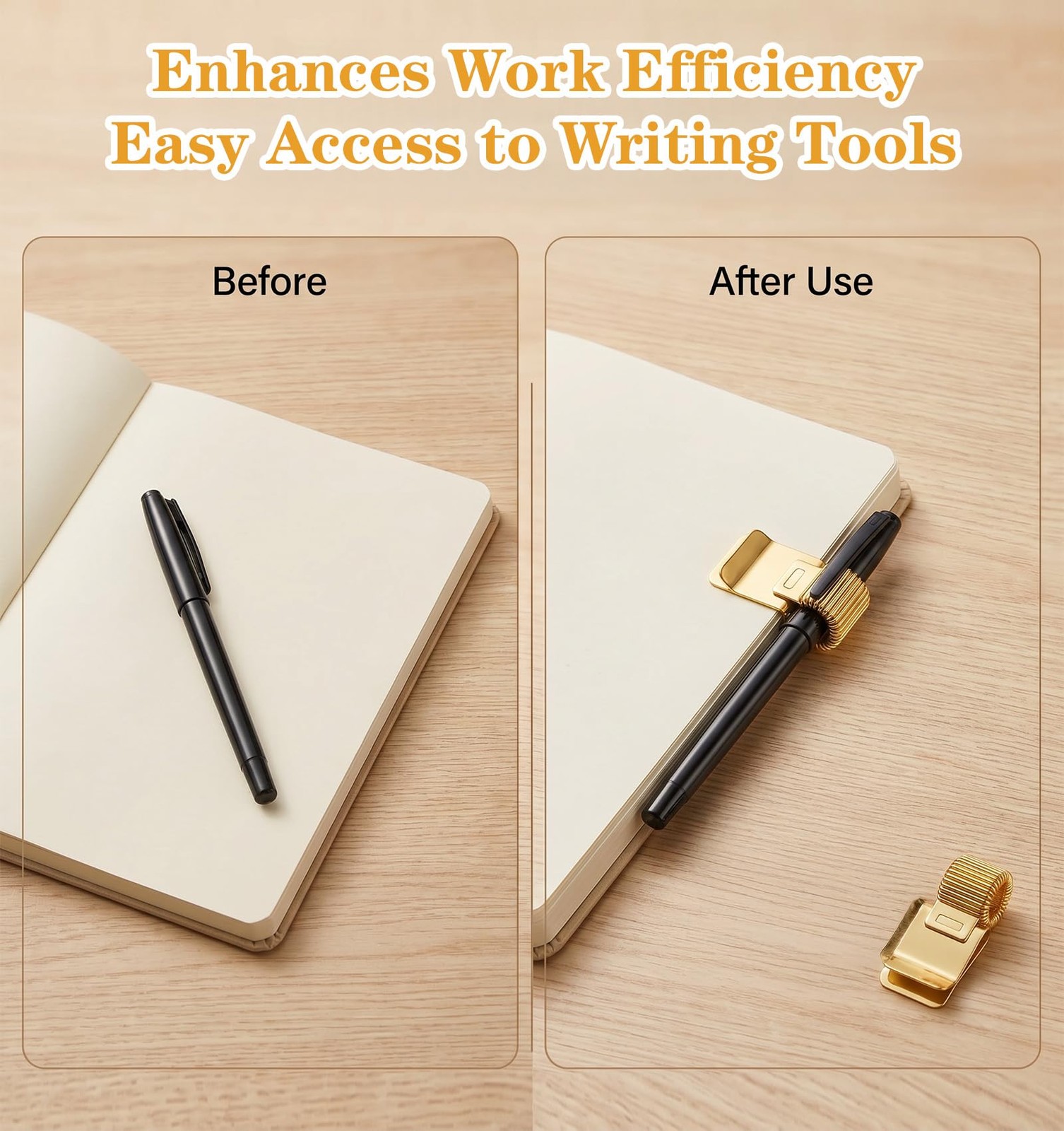 4 Pcs Pen Holder for Notebook, Gold Adjustable Metal Pen Clip for Journal Pen…