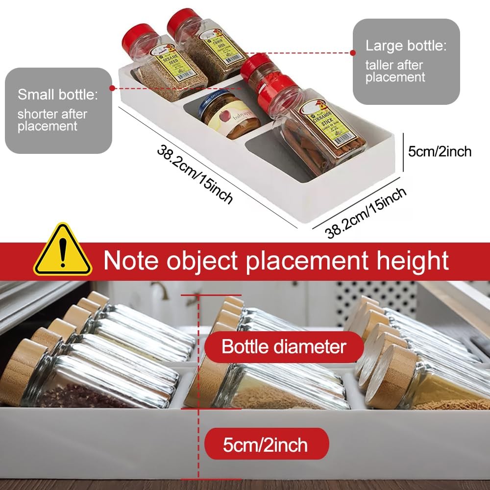 ideamake Spice Drawer Organizer,8 Pack,3 Tier Non-Slip Silicone 8 Pack, White
