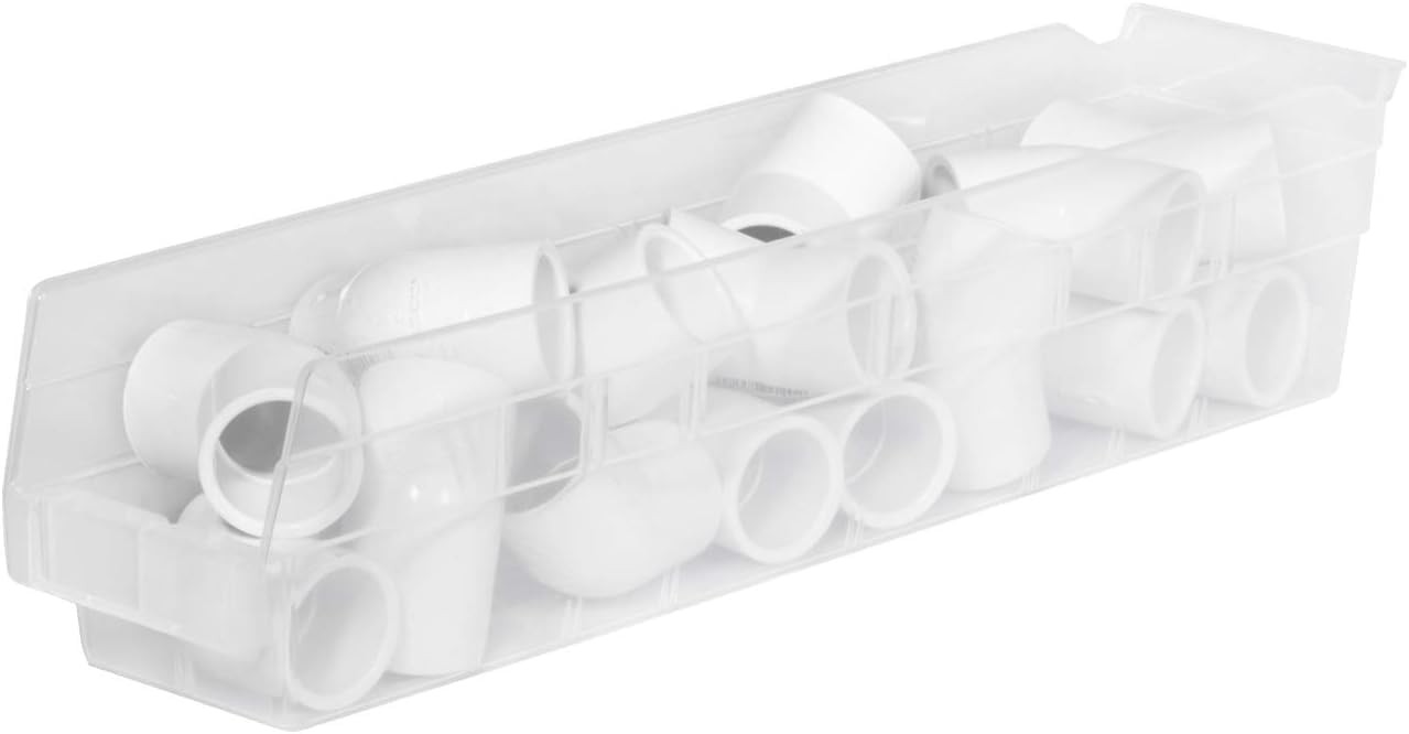 Akro-Mils 30128 Plastic Shelf Bins, Heavy 18-Inch x 4-Inch x 4-Inch, Clear