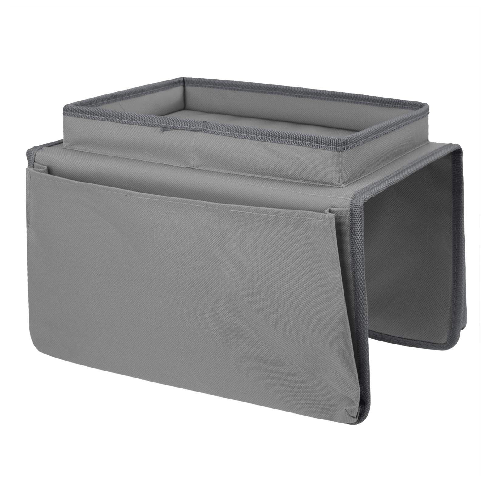 Sofa Armrest Organizer with Top Tray for Couch Recliner, 5 Pockets TV Grey