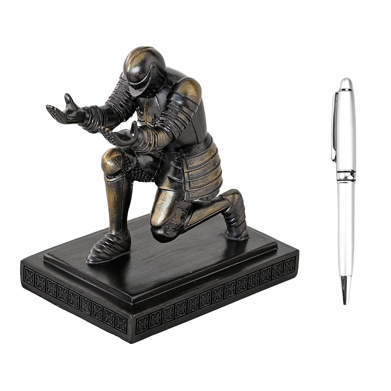 Executive Knight Pen Holder Decorative Resin Pen Holders For Desk Organizer C…