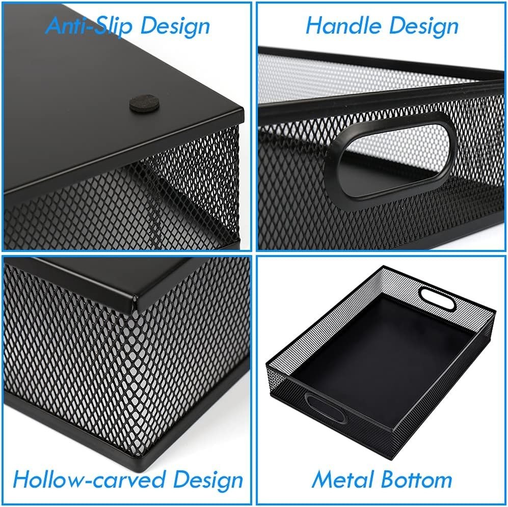 Elegant A4 Large Metal Mesh Desk Organizer Tray – Versatile Storage Solution