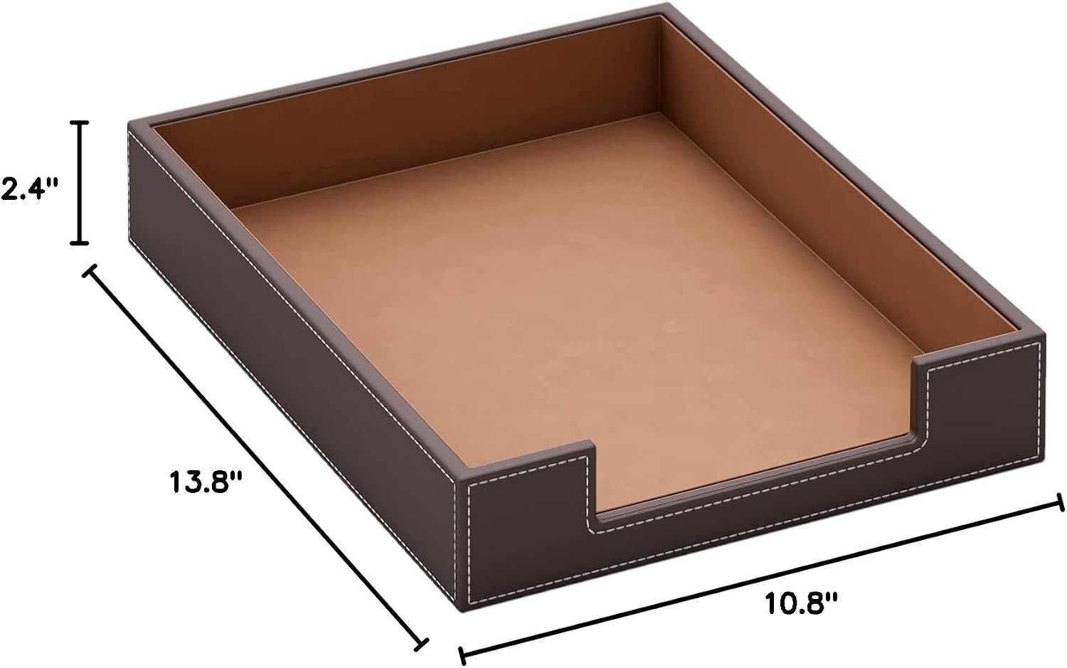 Leather Letter Tray, Elegant Desk Organizer for Office Supplies, Mail, Paper, F
