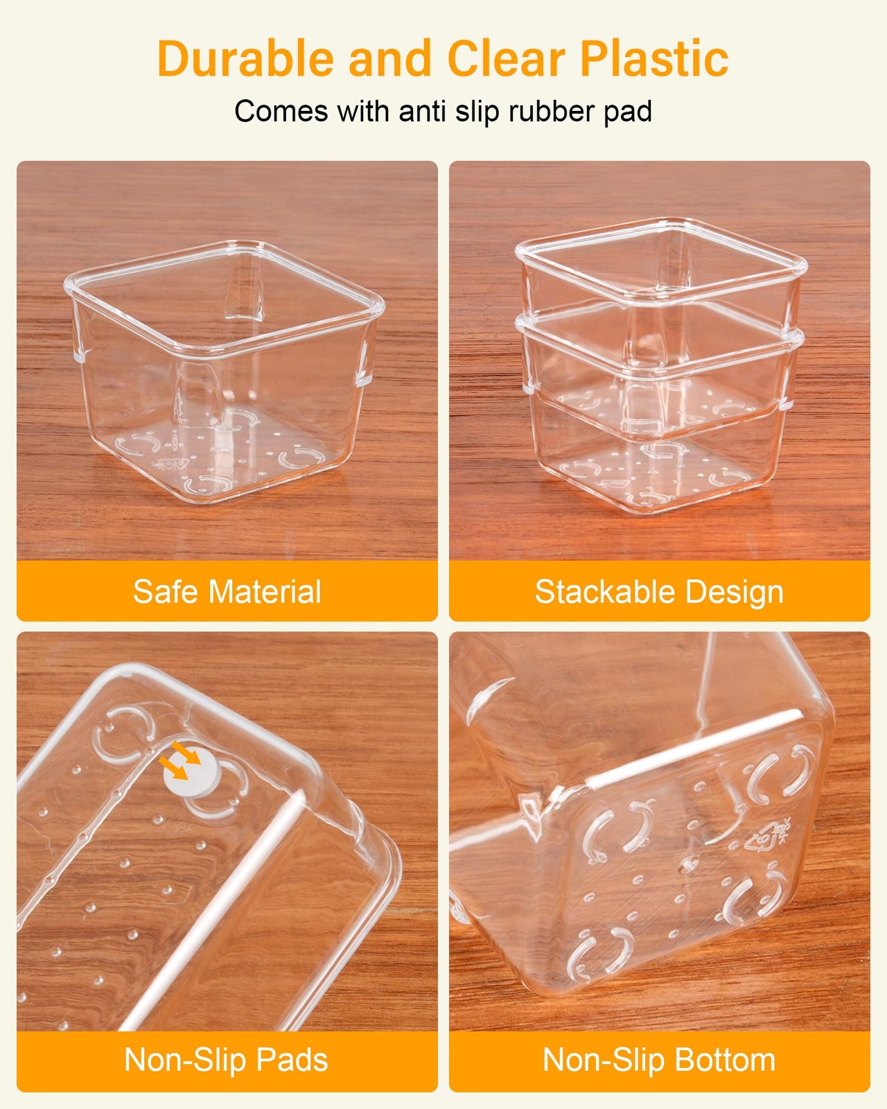 LUSCREAL 25 PCS Clear Plastic Drawer Organizers and Dividers, 4 S, 25PCS