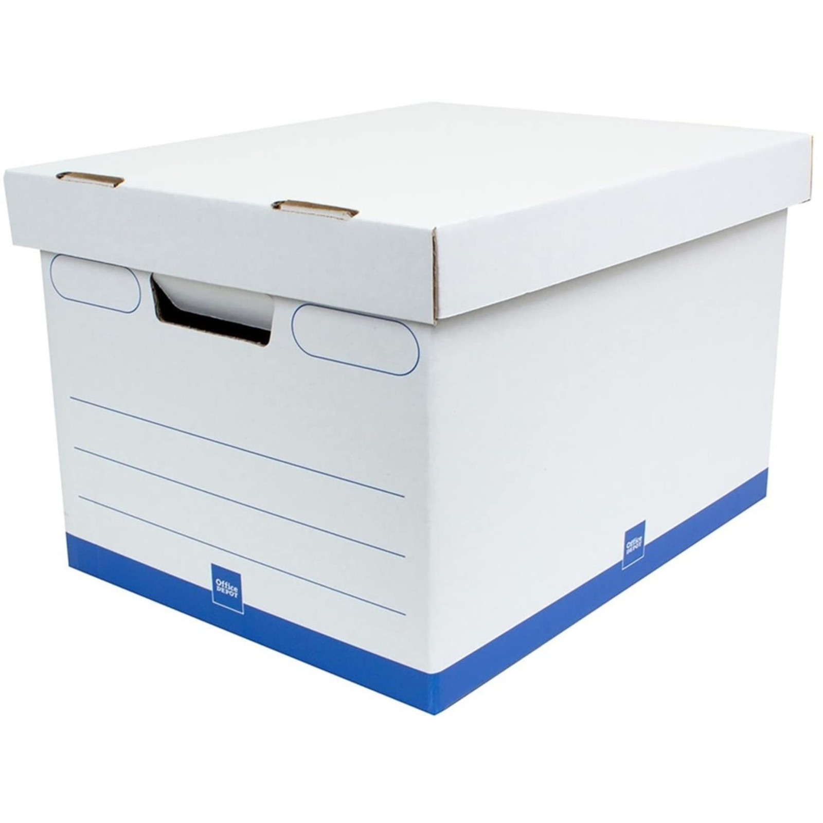 Office Depot® Brand Medium-Duty Storage Boxes, Letter/Legal True, White; Blue