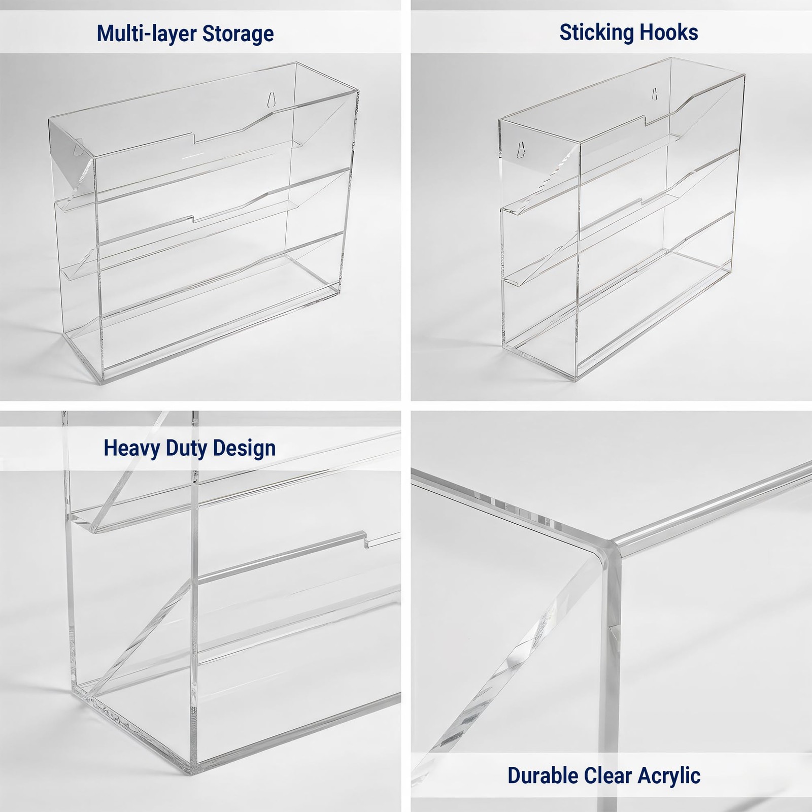 Aphbrada Hanging Wall File Organizer with 4 Pocket Tier – Acrylic Clear