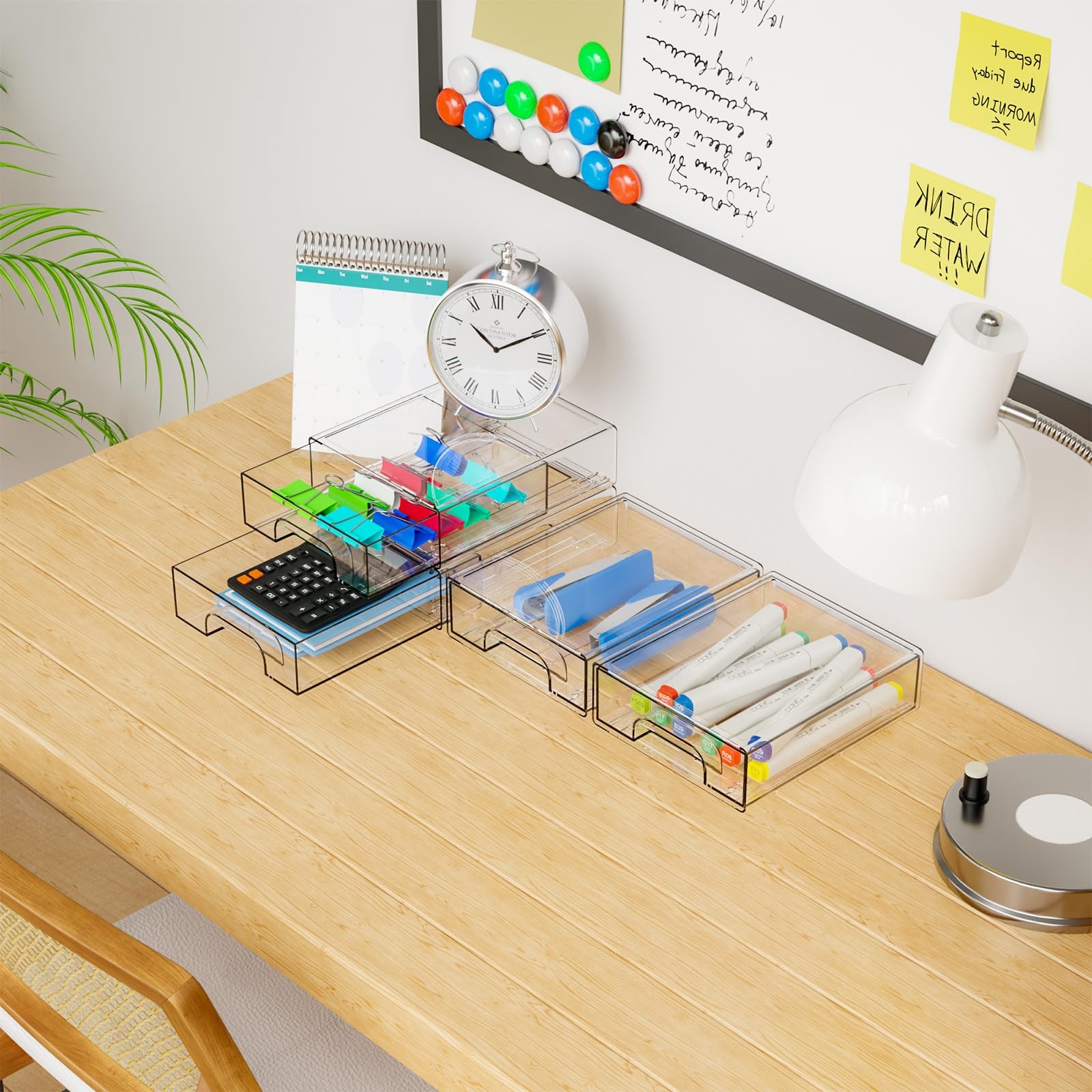 2.2” Tall Acrylic Clear Stackable Storage Drawer Organizer,8 Pack Desk Organ…