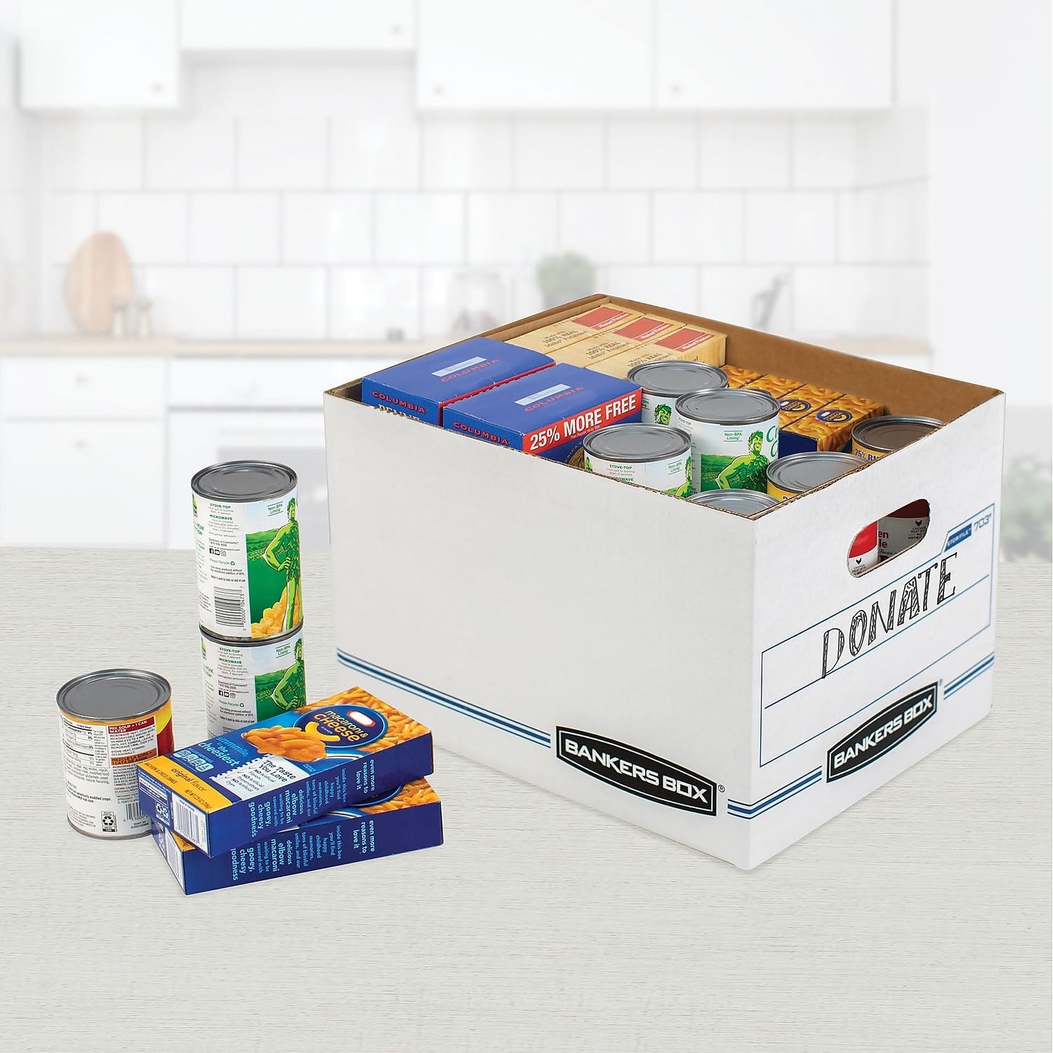Bankers Box 00703 Stor/File 15 inches x 12 x 10 inches, White/Blue