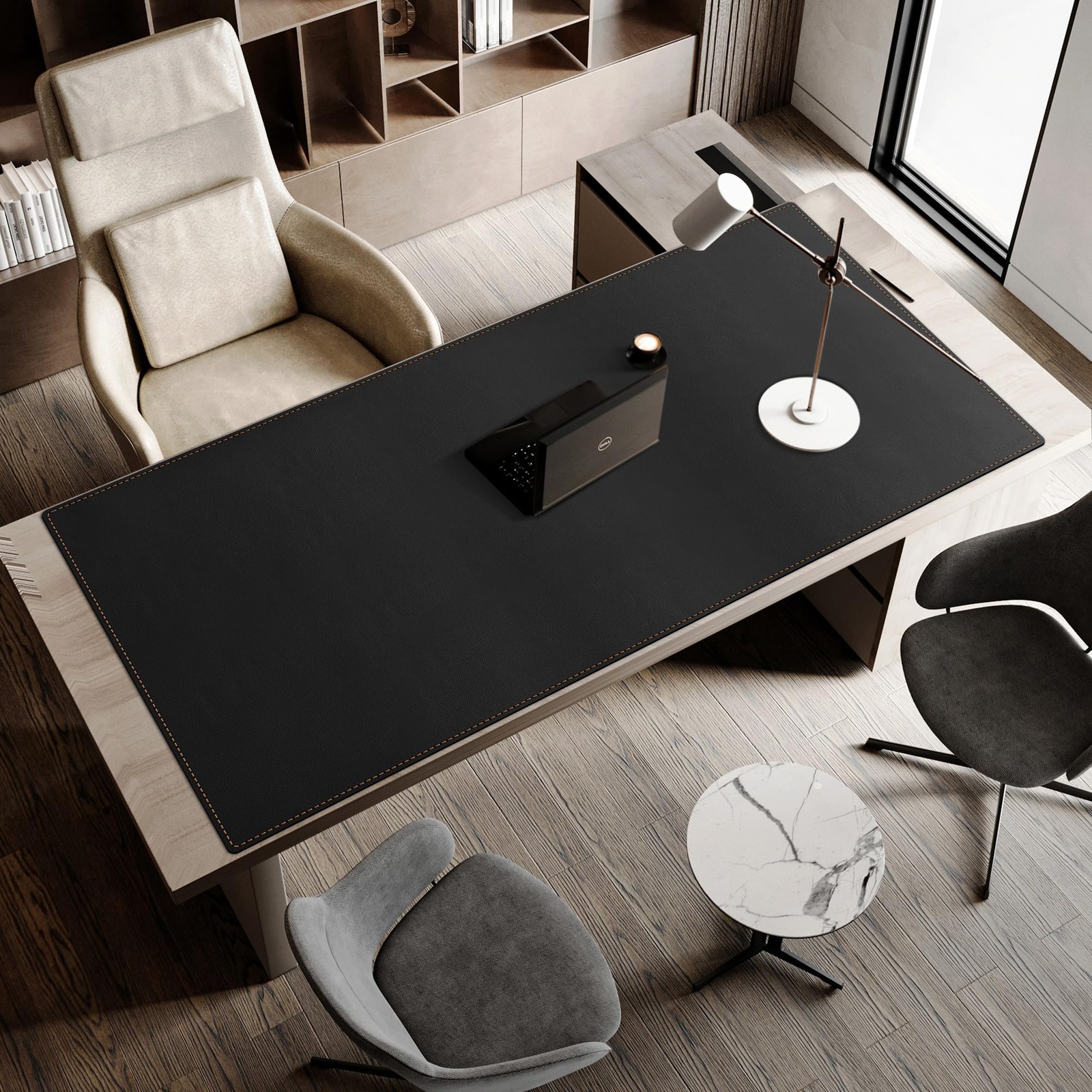 Maidern 63X 31.5 Leather Desk Mat Xxl Large Desk Pad Reversible Cork Leather