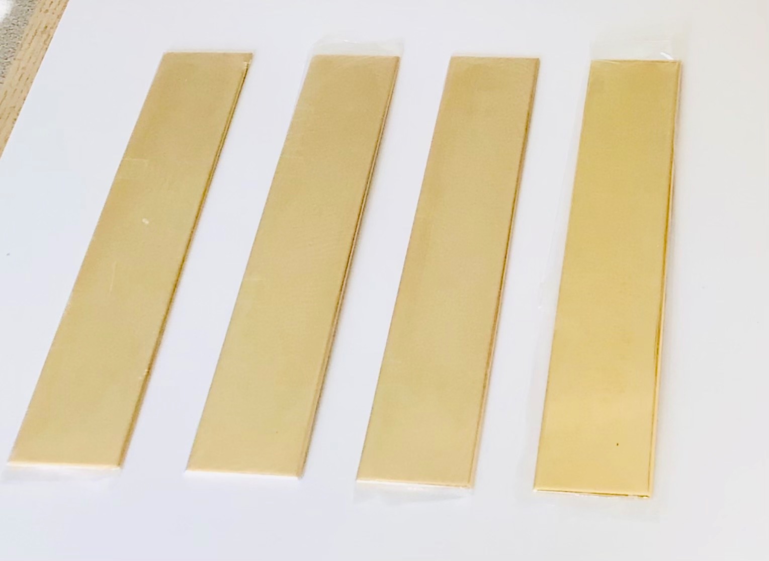 4 Pieces-8.5” X 1.5” Engraving Blank Name Plate For Name Holder Gold Tone Brass
