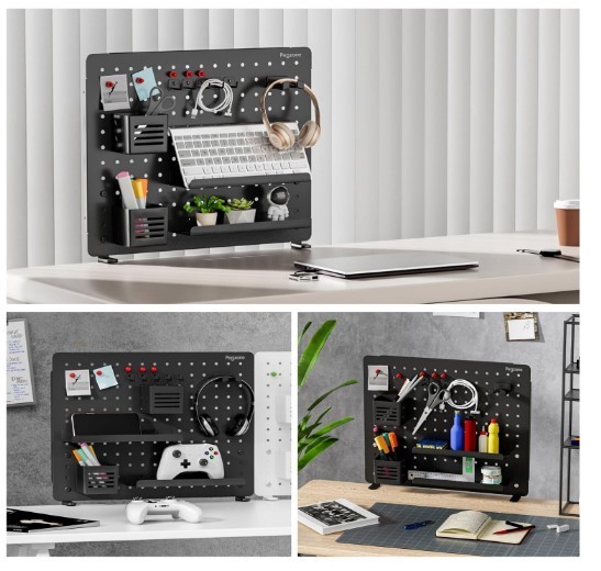 Large Clamp-on Desk Pegboard, Desk Organizer for Office Gaming Home, Magnetic