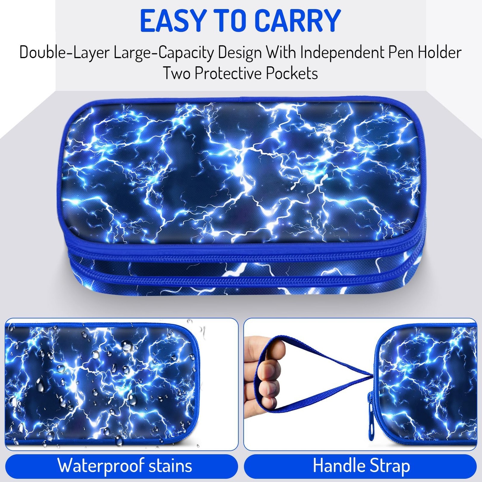 Large Pencil Case for Boys,Lightning Boys Pencil Pouch for Kids Teens School,…