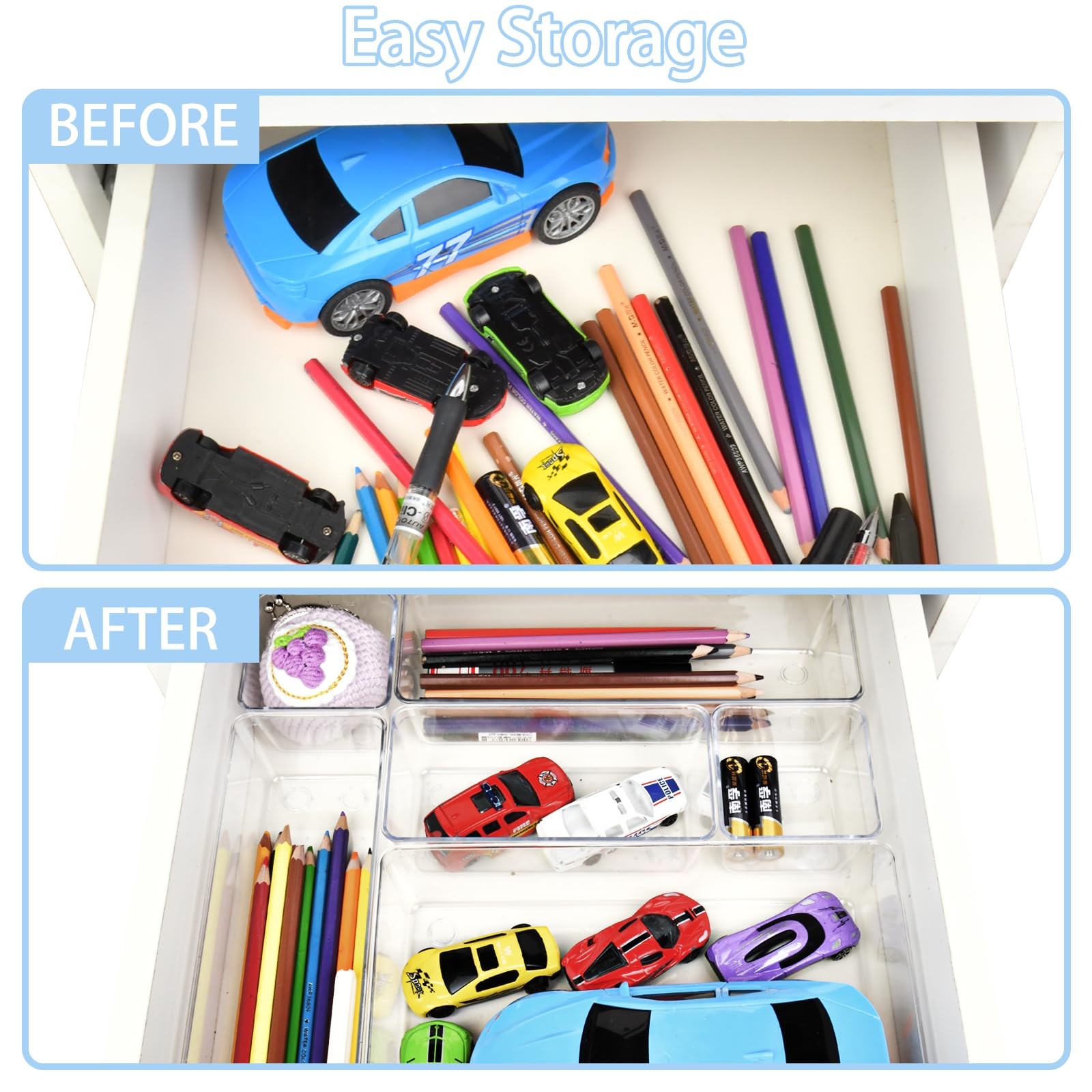 Manalete Drawer 15Pack(0-0-1-2-5-7), clear drawers organizer set of 15