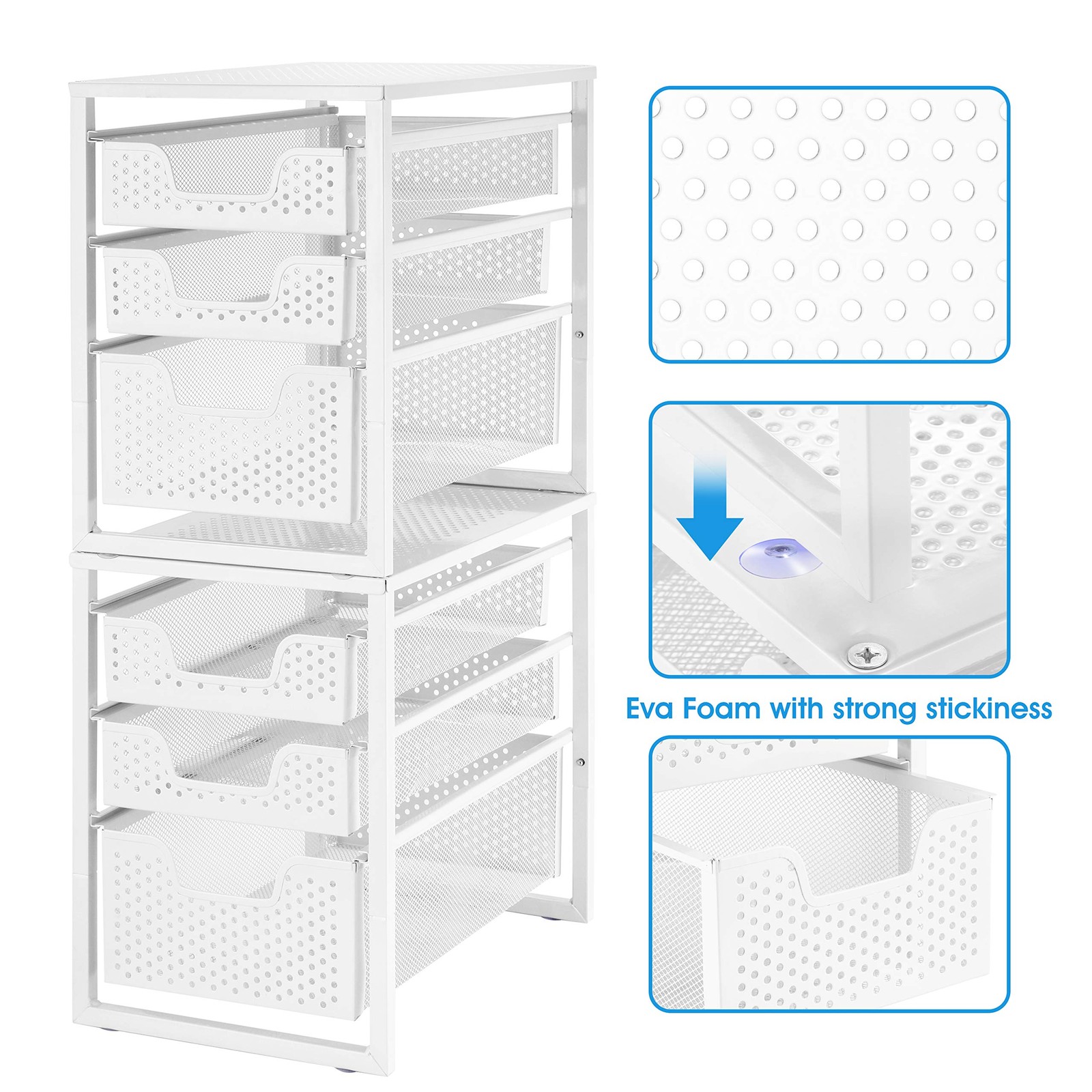 Simple Trending 3-Tier Under Sink Cabinet Organizer with Sliding White