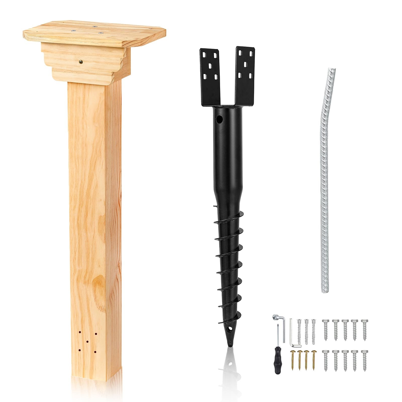 Little Library Mount Kit with No-Dig Ground Anchor, 4x4x31.5″ Solid Wood Post…