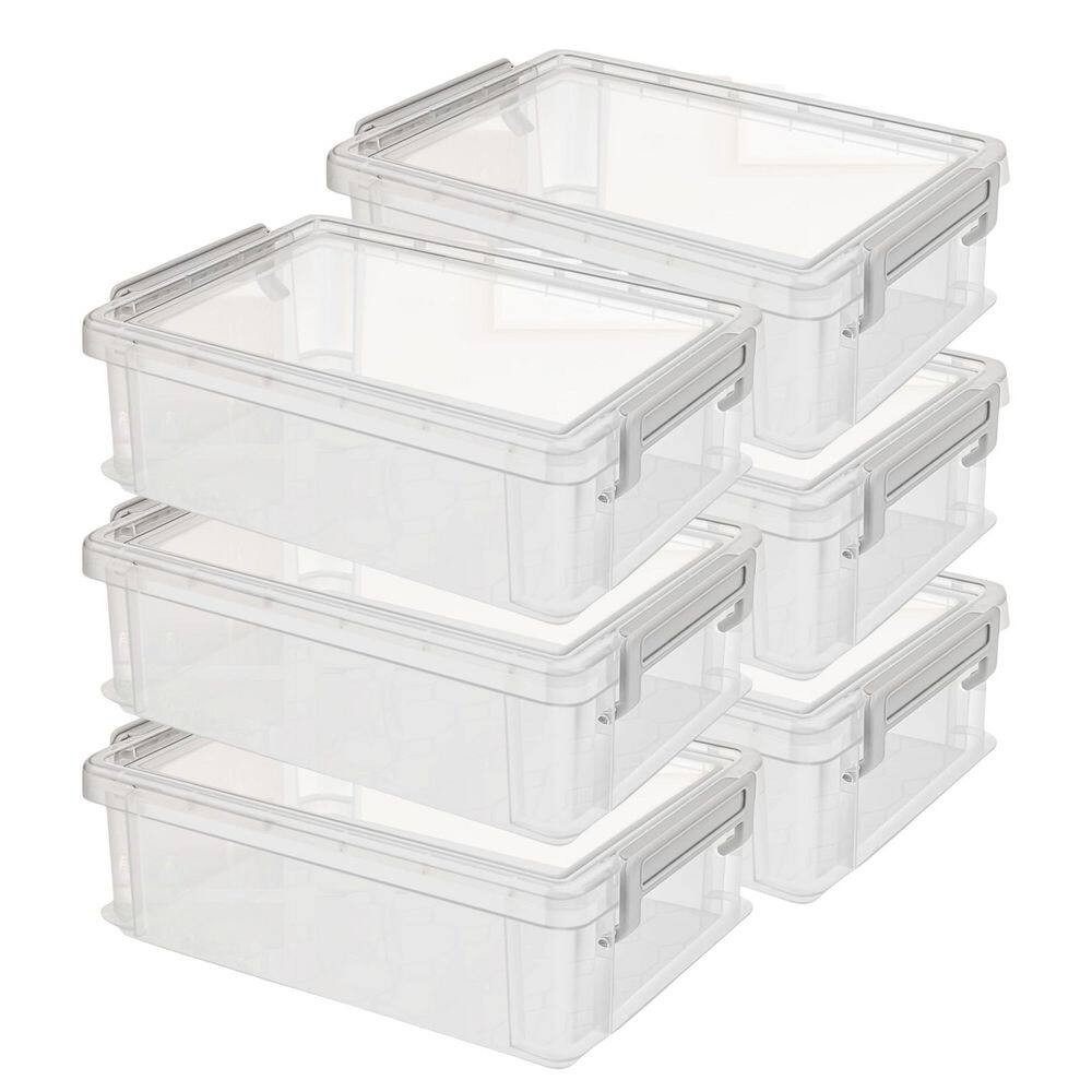 Grey 8.6In X 5.5In X 2.7In Polypropylene Stackable Pencil Box Set of 6 with Secu