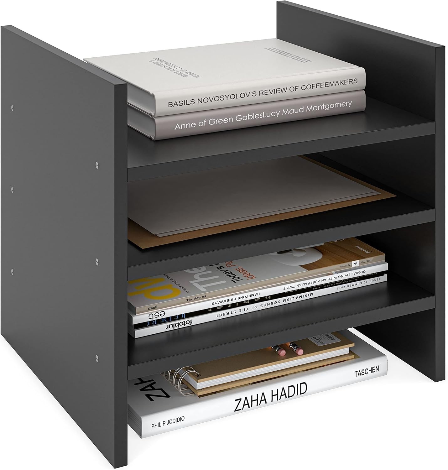 File Organizer for Desk, Fits into Ikea Kalax Wood 4-Tier Black New