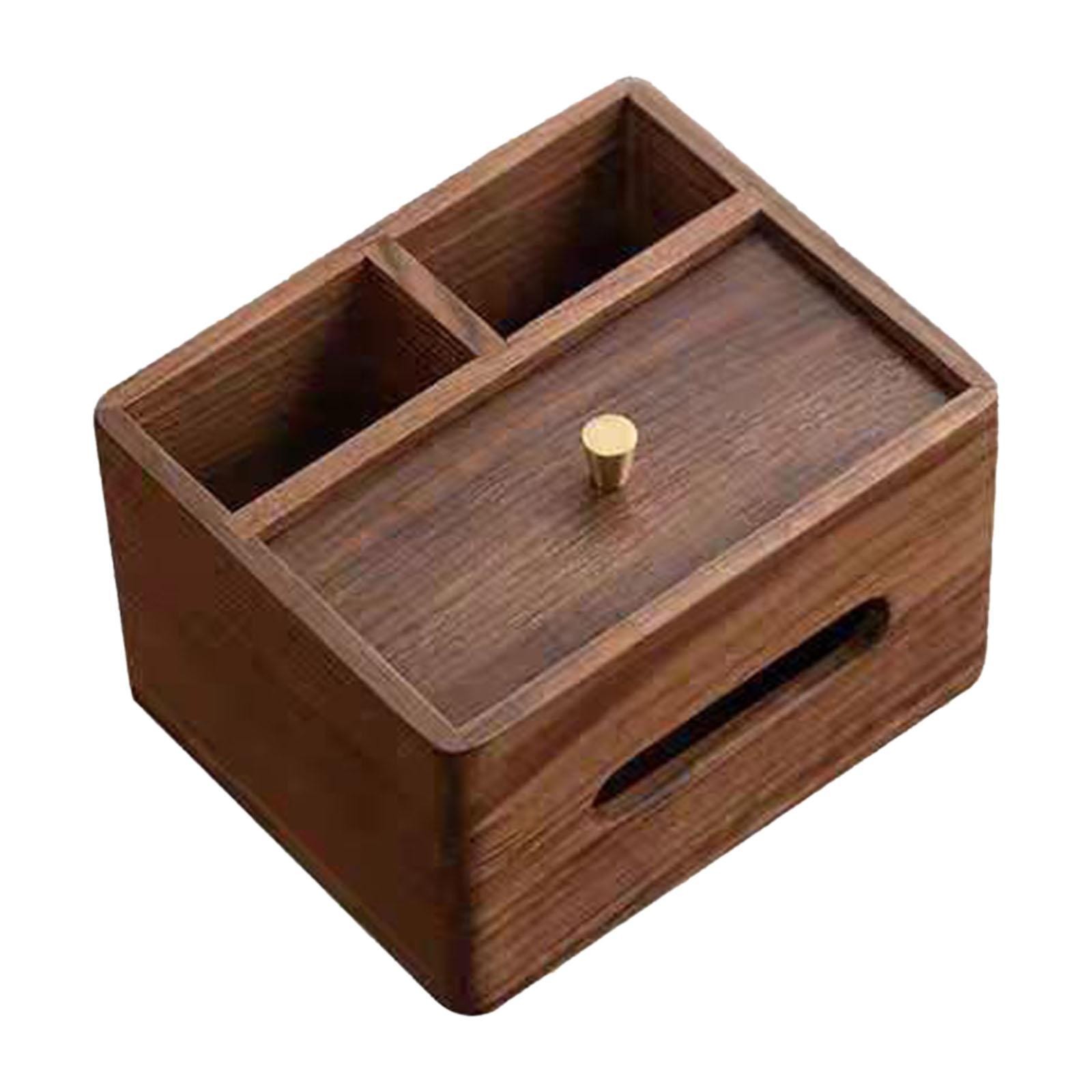 Tissue Box Cover Desk Organizer Wooden Rectangle Bedroom Home Office for Glasses